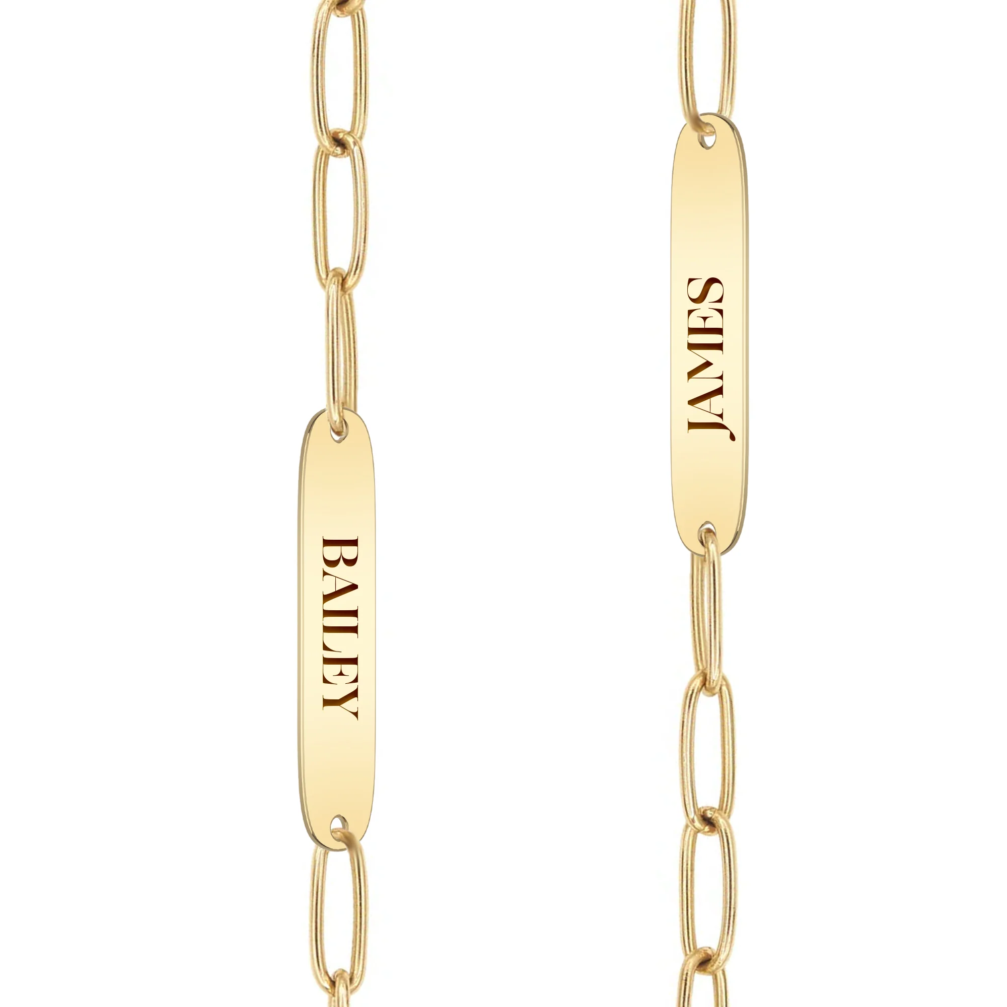 Large 3 Nameplate Necklace on Adelaide in 14k Gold - Image 4