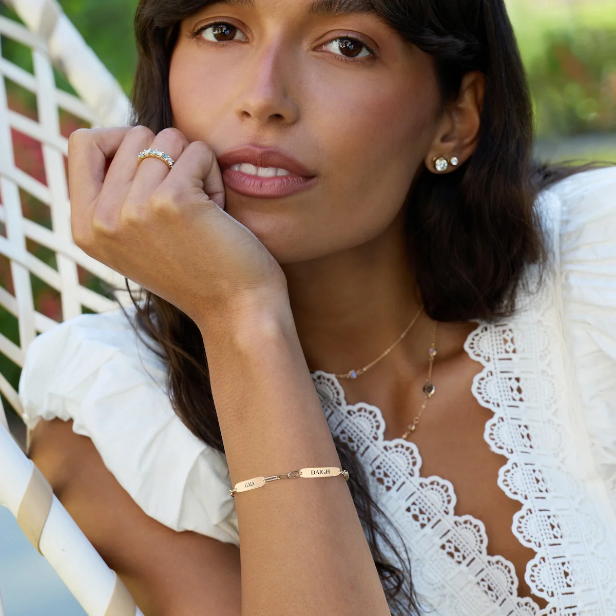 Large 4 Nameplate Bracelet on Adelaide in 14k Gold - Image 2