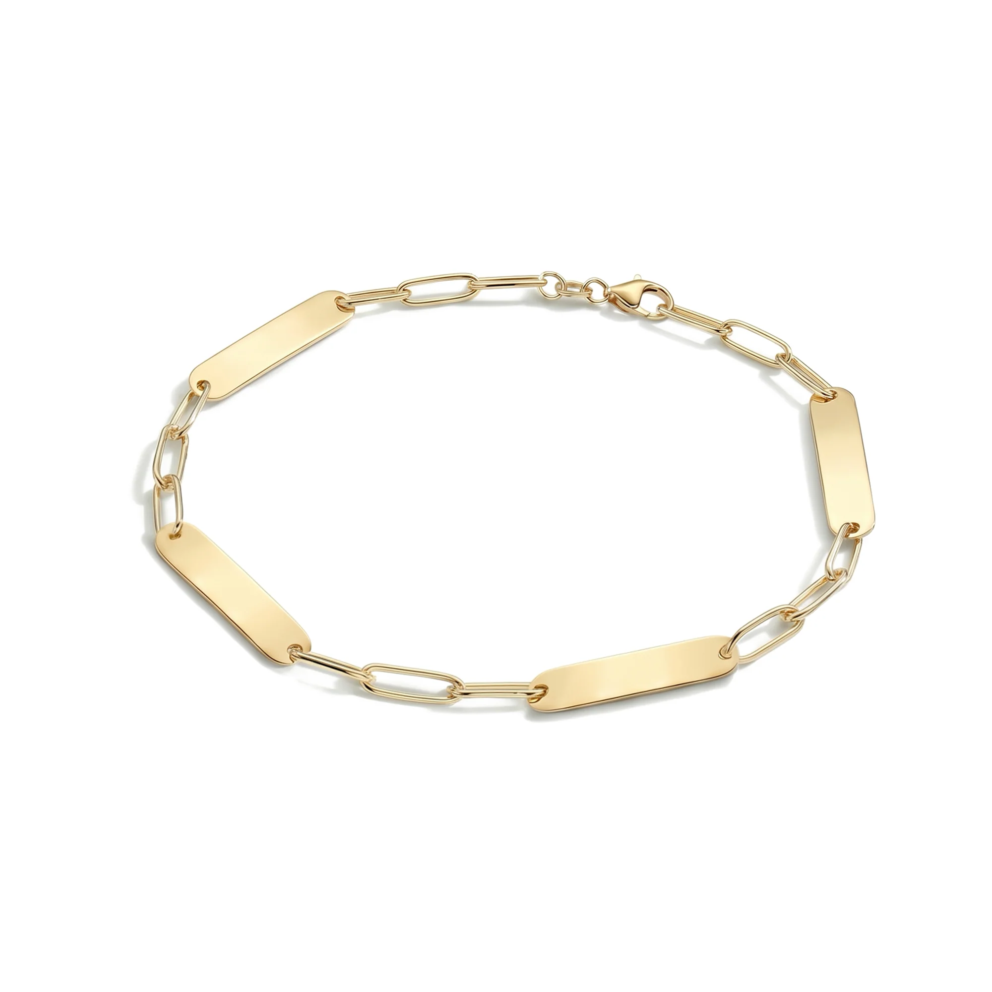 Large 4 Nameplate Bracelet on Adelaide in 14k Gold - Image 4