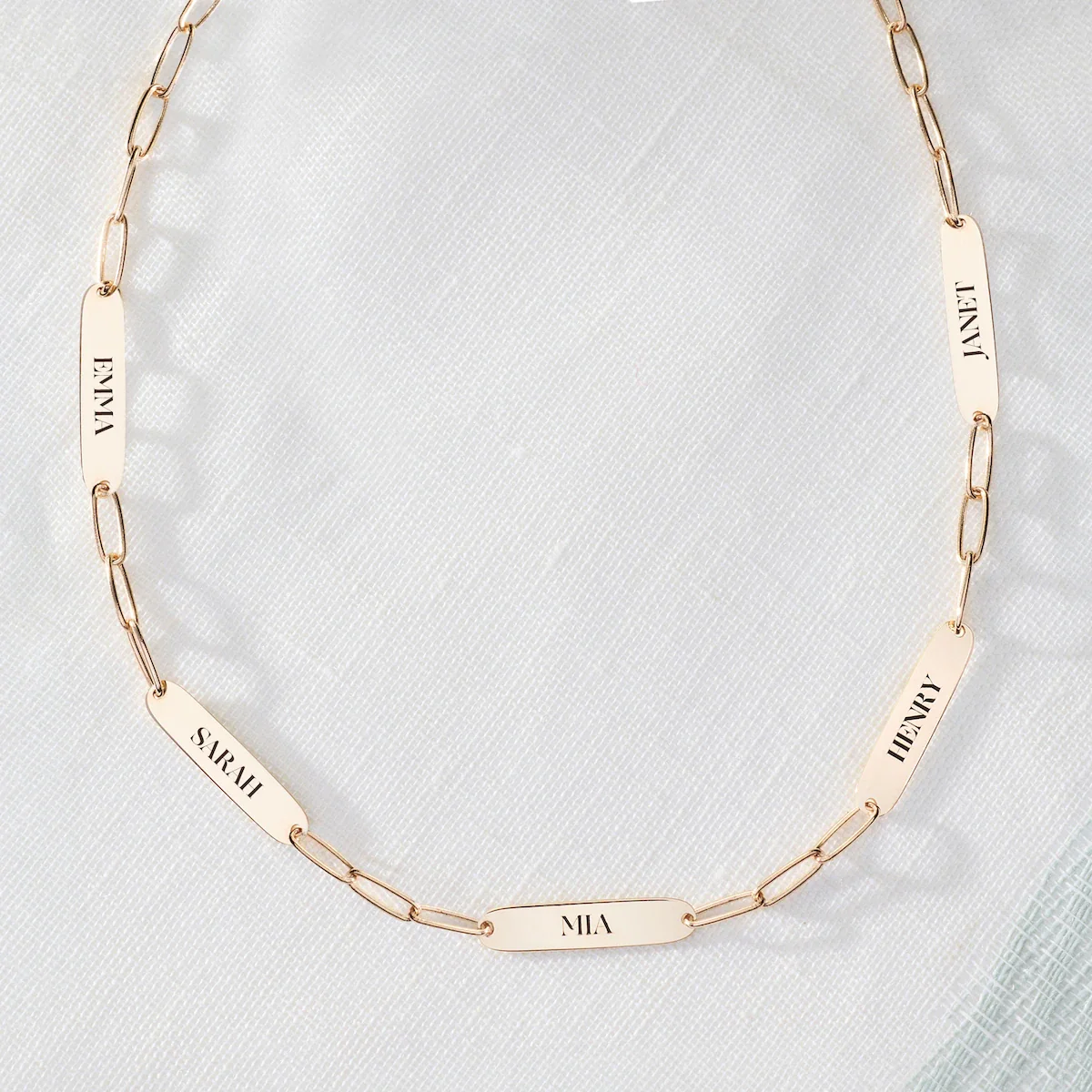 Large 5 Nameplate Necklace on Adelaide in 14k Gold - Image 6
