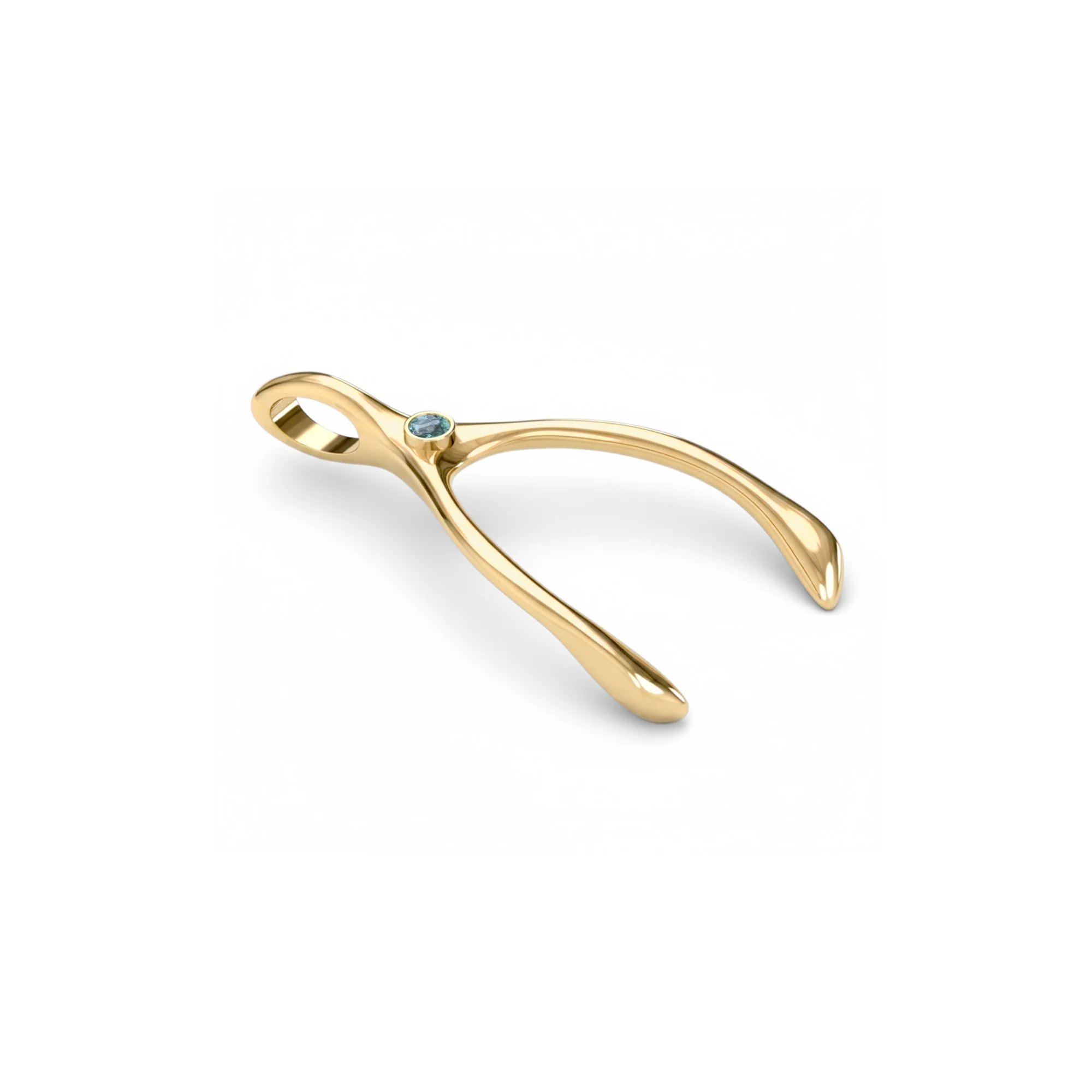 Large Alexandrite Wishbone Pendant in Solid 14k Gold (June) - Image 7