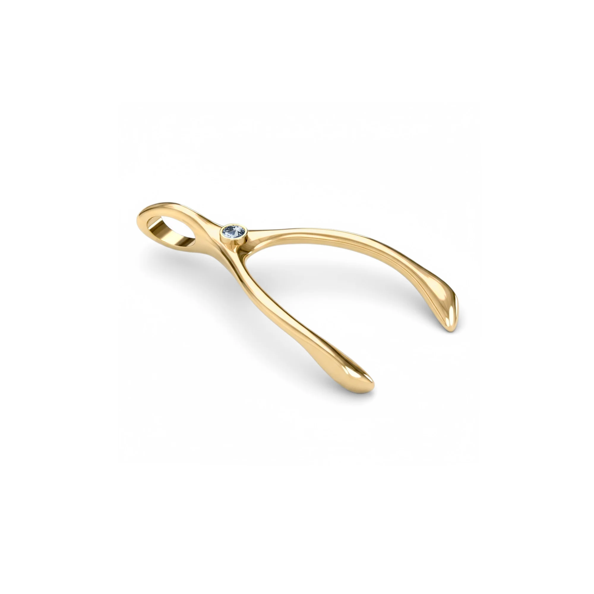Large Aquamarine Wishbone Pendant in Solid 14k Gold (March) - Image 7