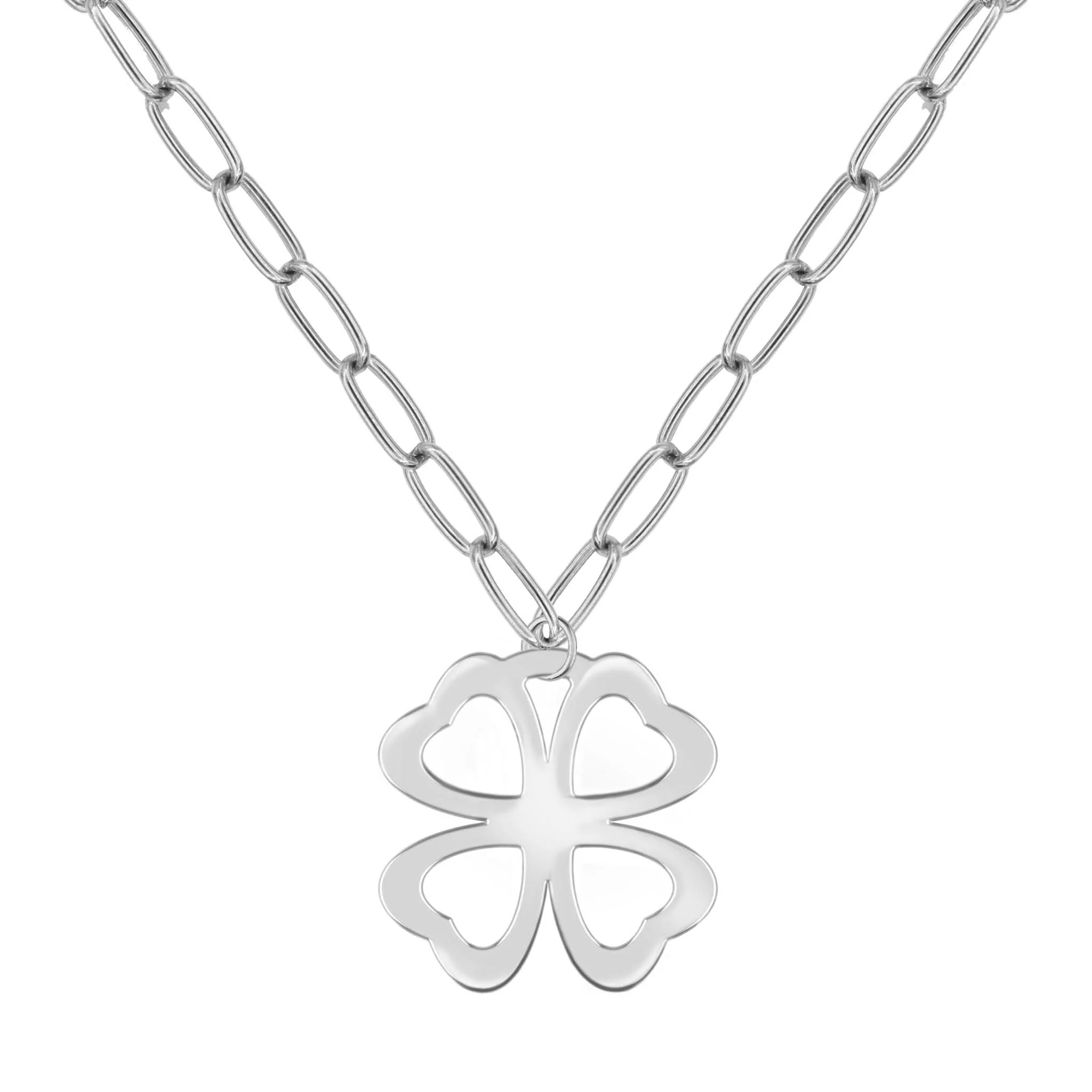Large Flat Clover Pendant with ADELAIDE Chain in 14k Gold - Image 5