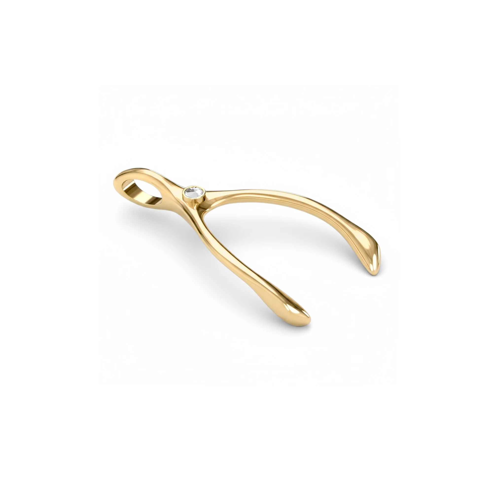 Large Wishbone Birthstone Pendant in 14K Gold - Image 8