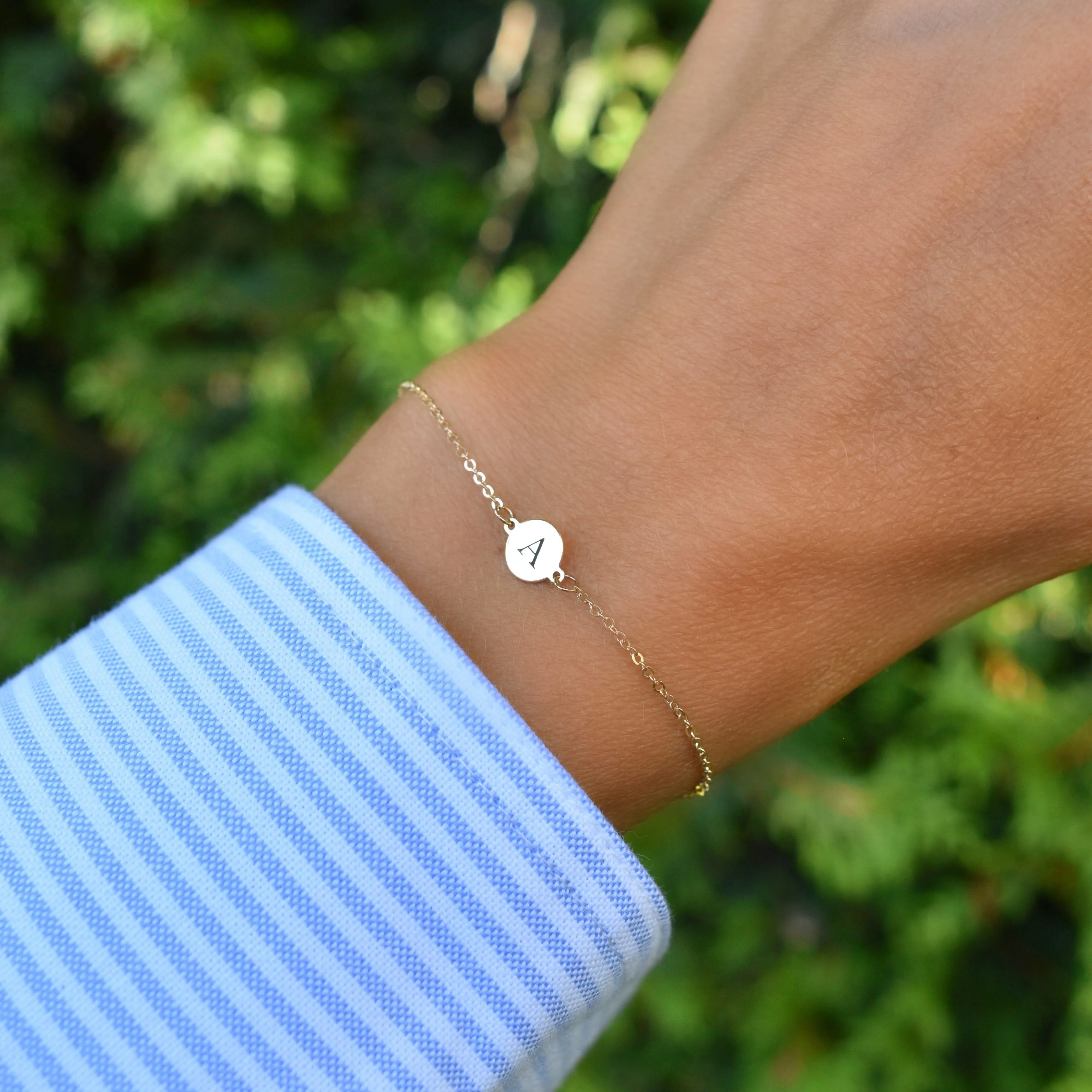Letter A Bracelet in 14k Gold - Image 3