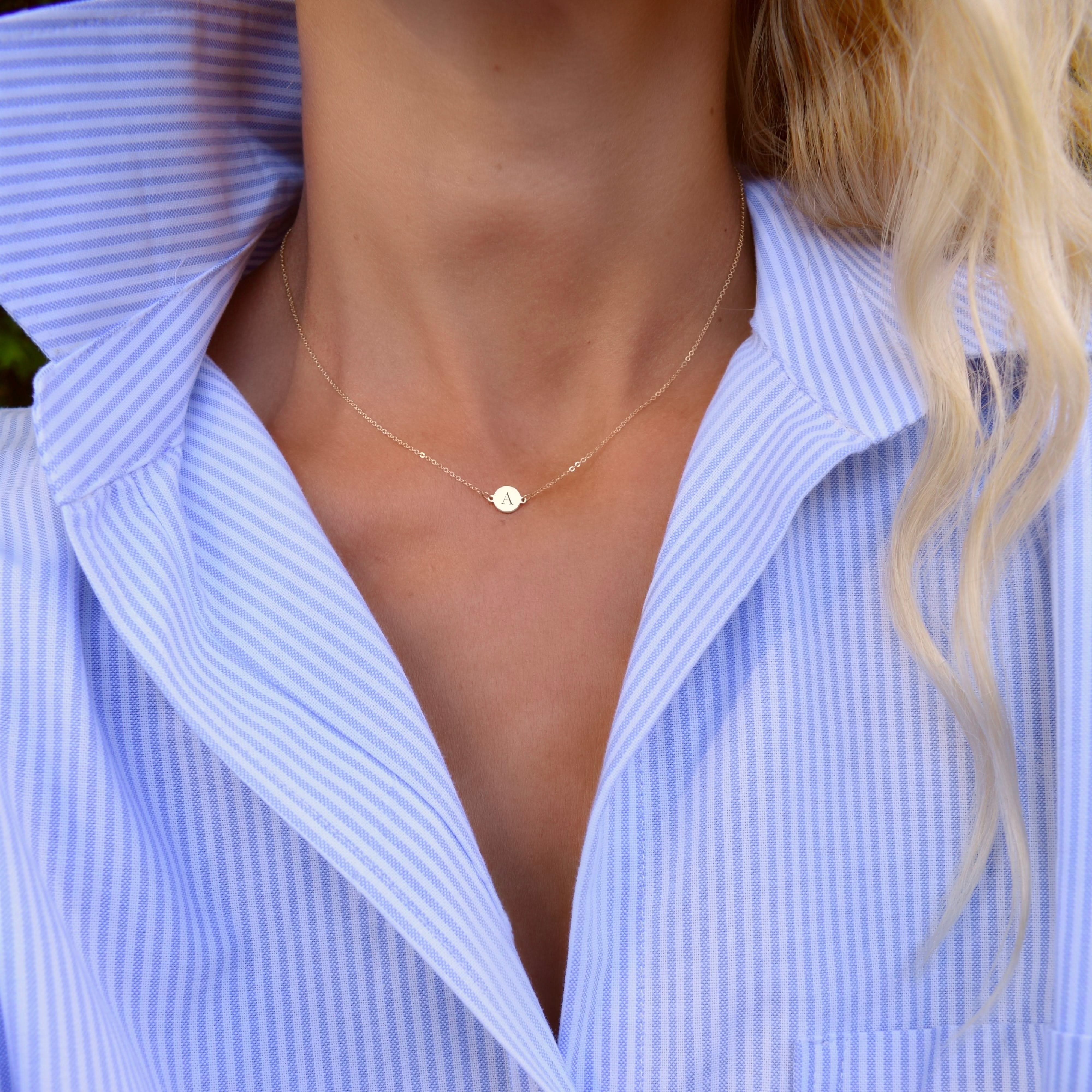 Letter A Necklace in 14k Gold - Image 2