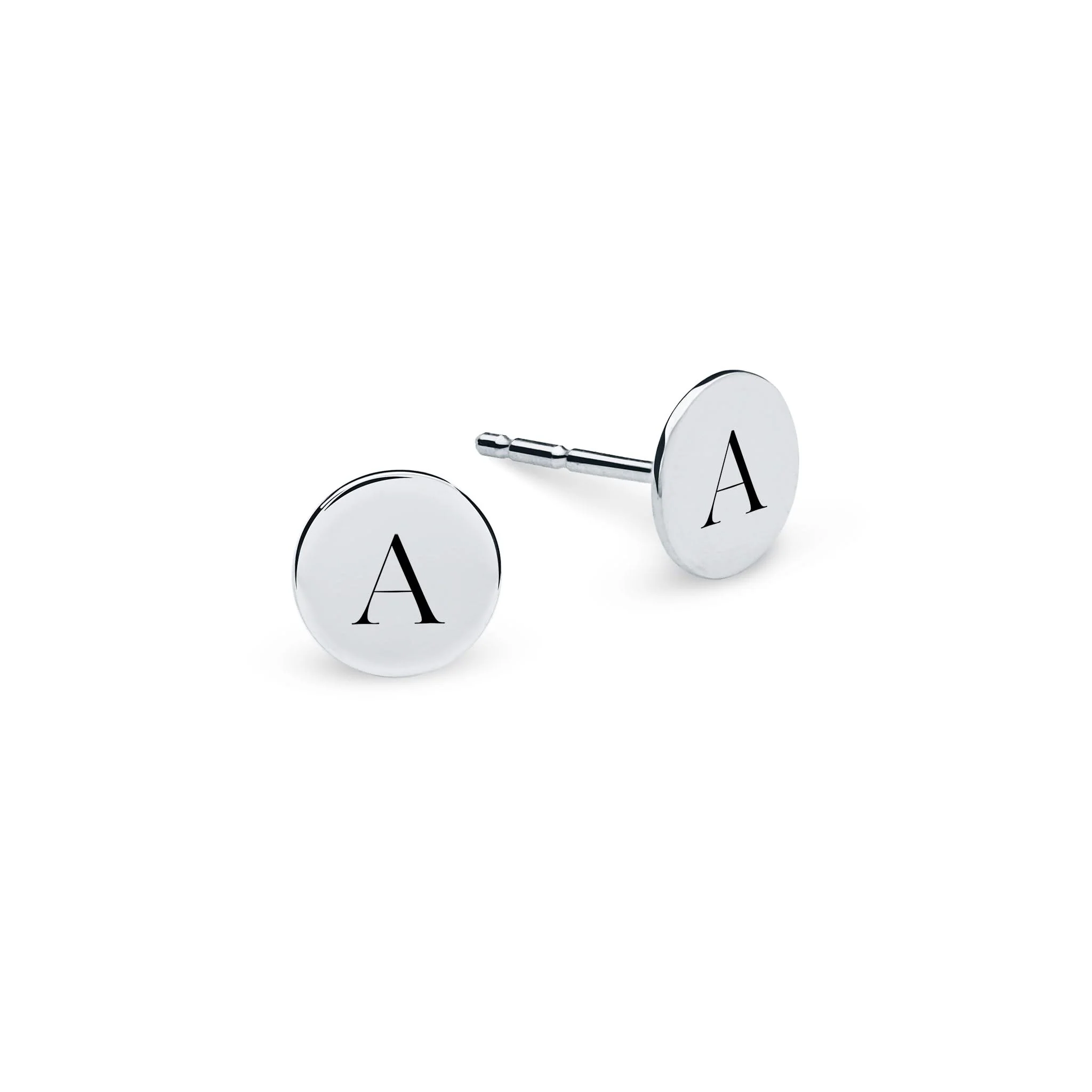 Letter A Stud Earrings in 14k Gold - Image 5