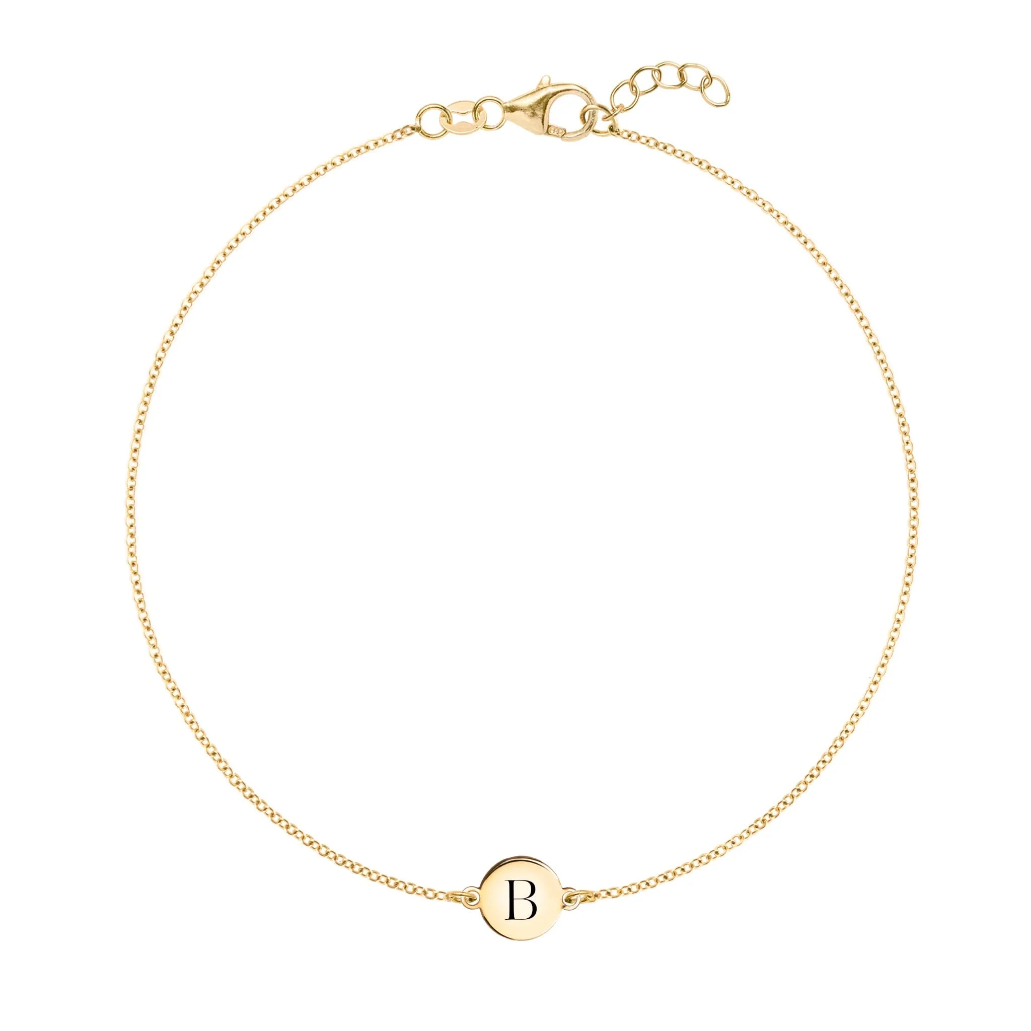 Letter B Bracelet in 14k Gold