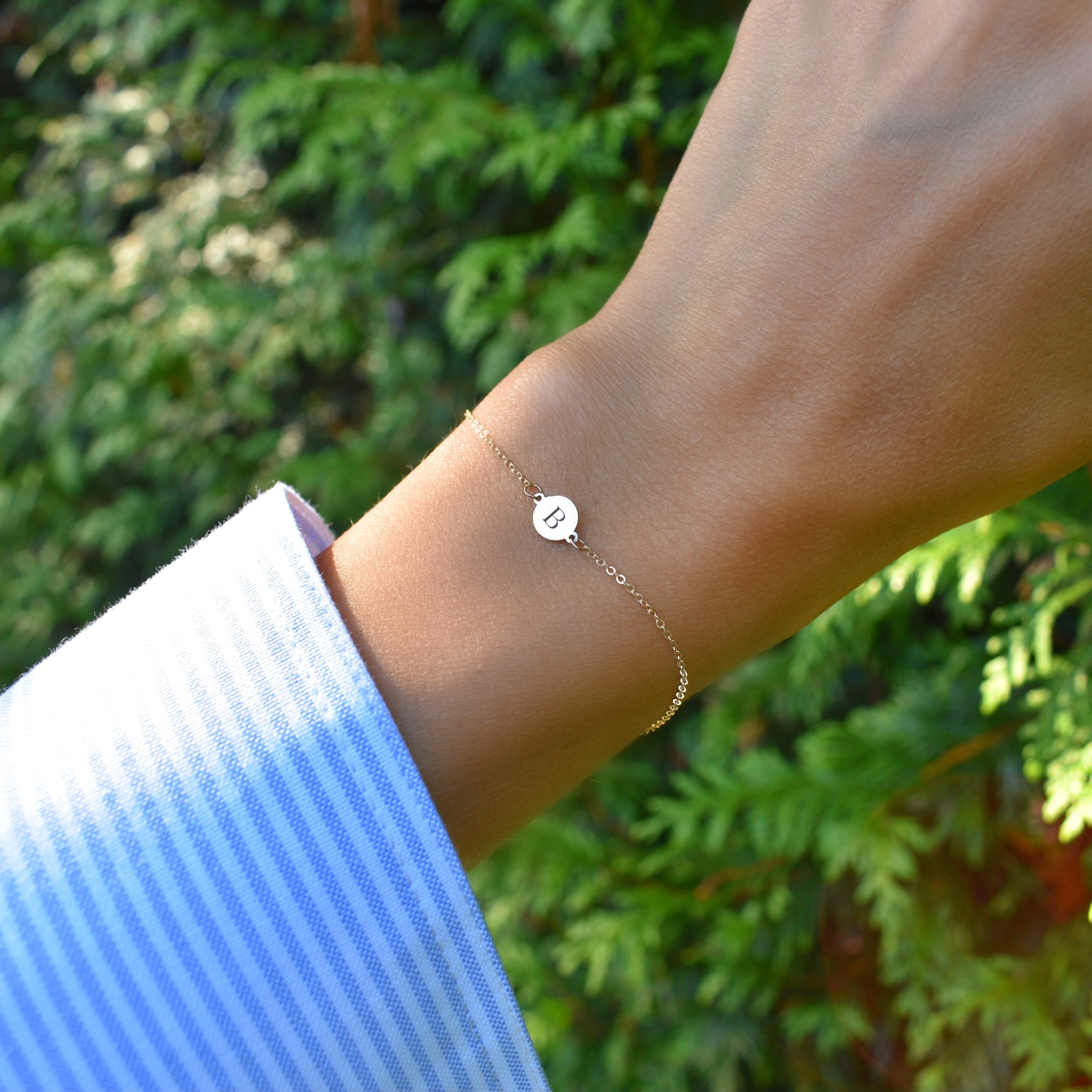 Letter B Bracelet in 14k Gold - Image 2