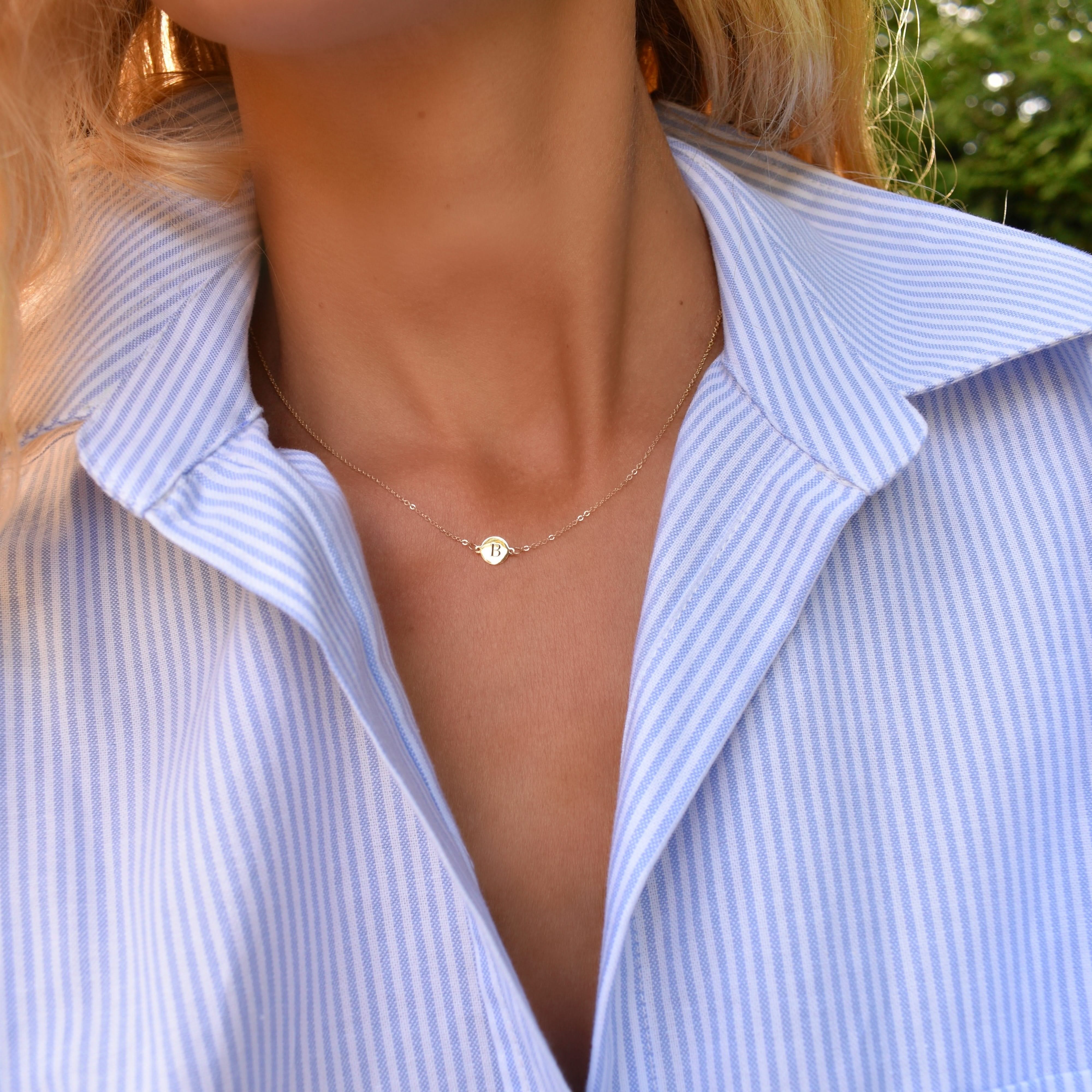 Letter B Necklace in 14k Gold - Image 2