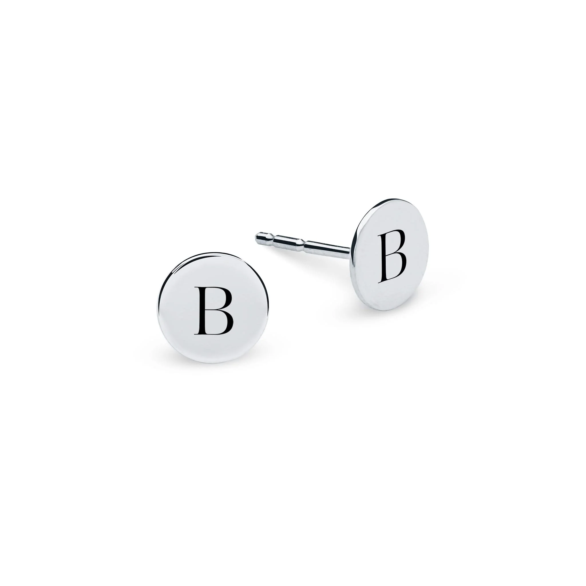 Letter B Stud Earrings in 14k Gold - Image 5