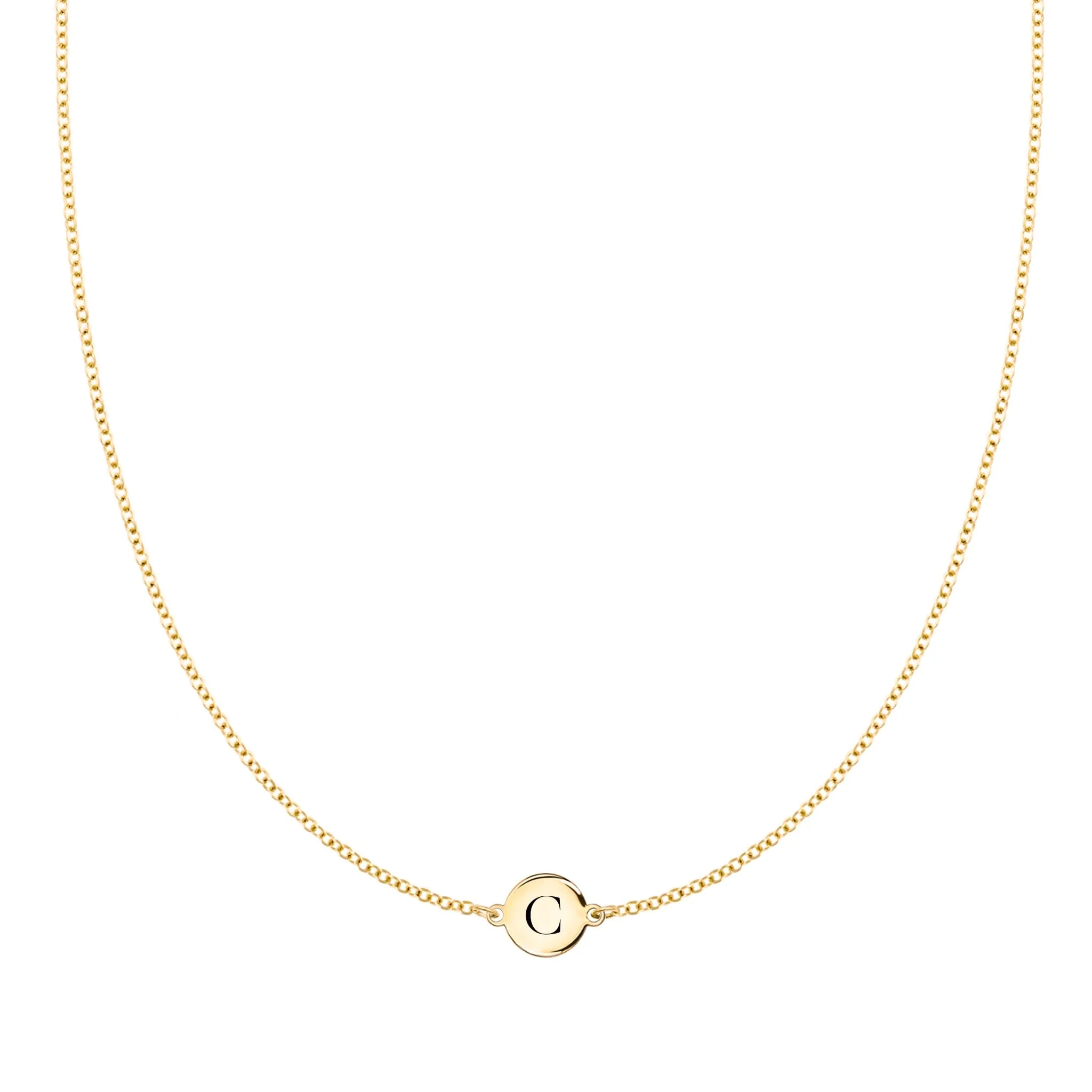 Letter C Necklace in 14k Gold