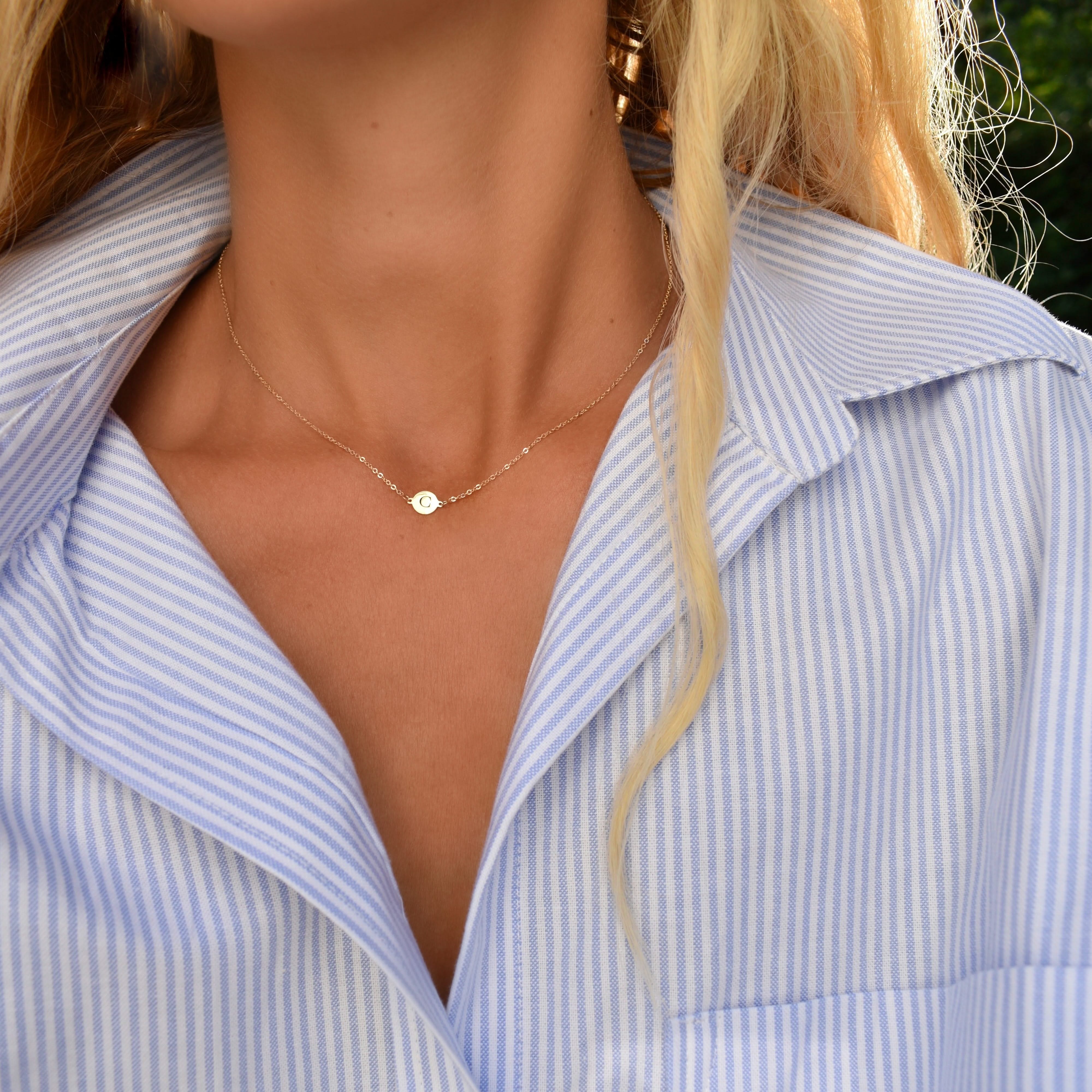 Letter C Necklace in 14k Gold - Image 2