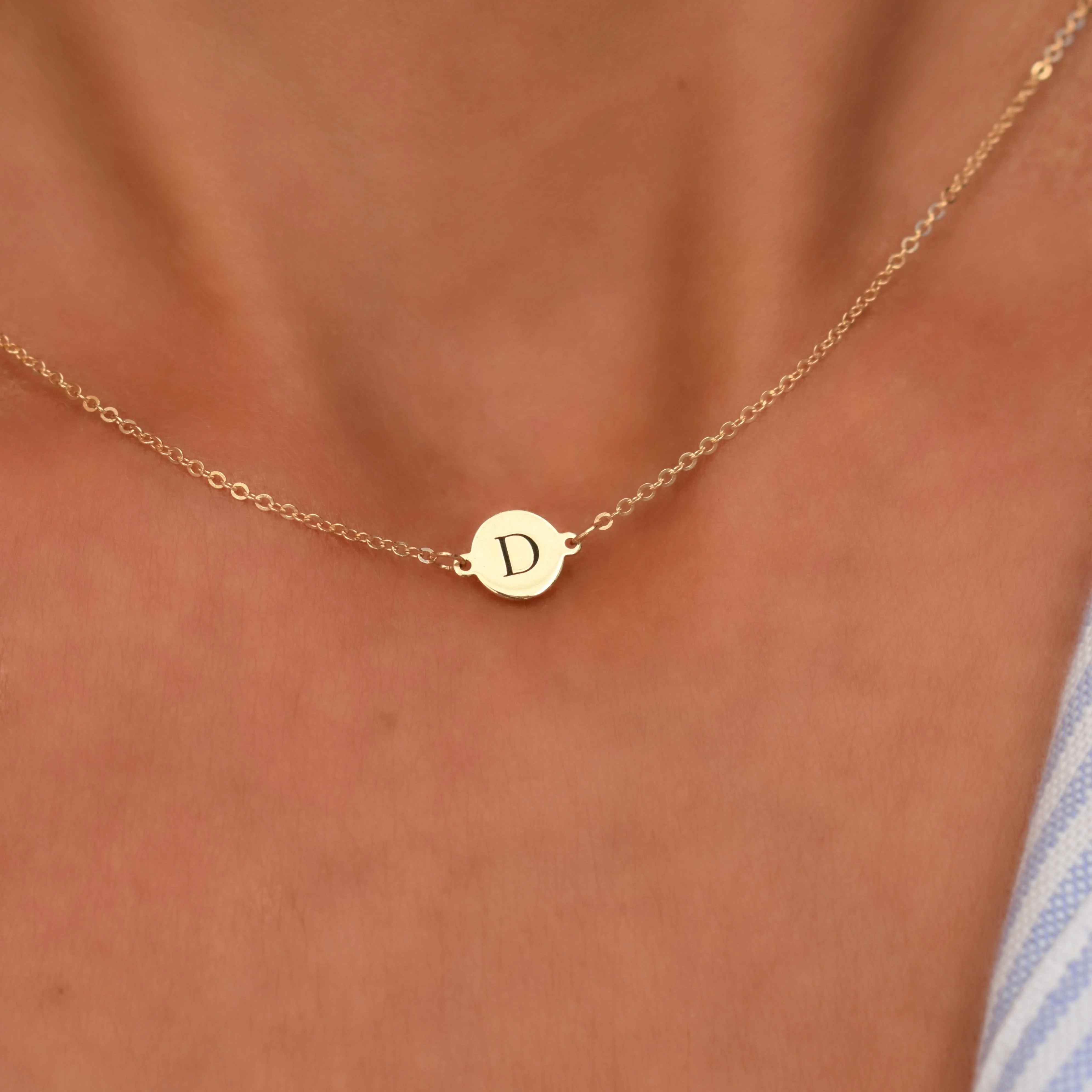 Letter D Necklace in 14k Gold - Image 3