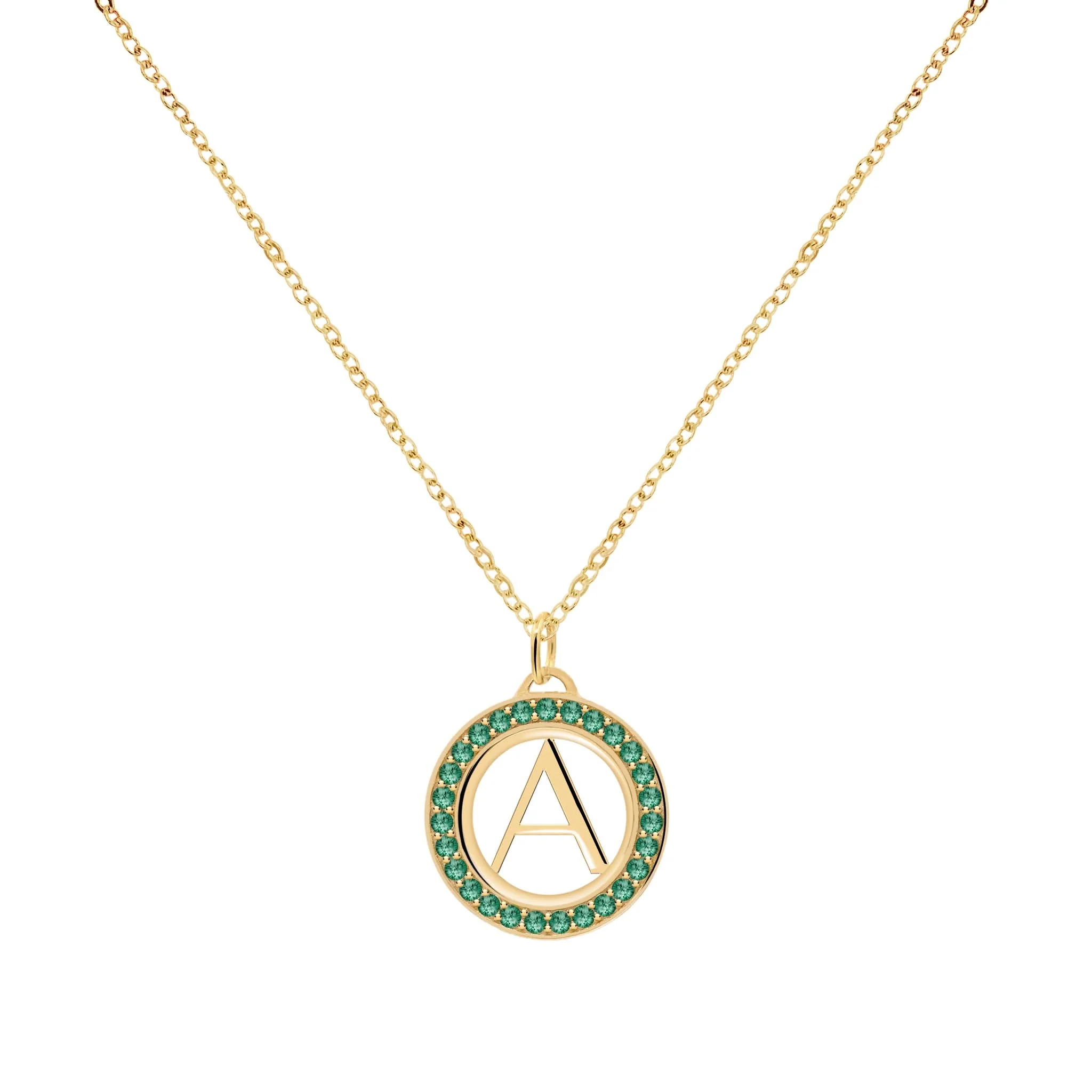 Letter & Emerald Pendant in 14k Gold (May) - Image 4
