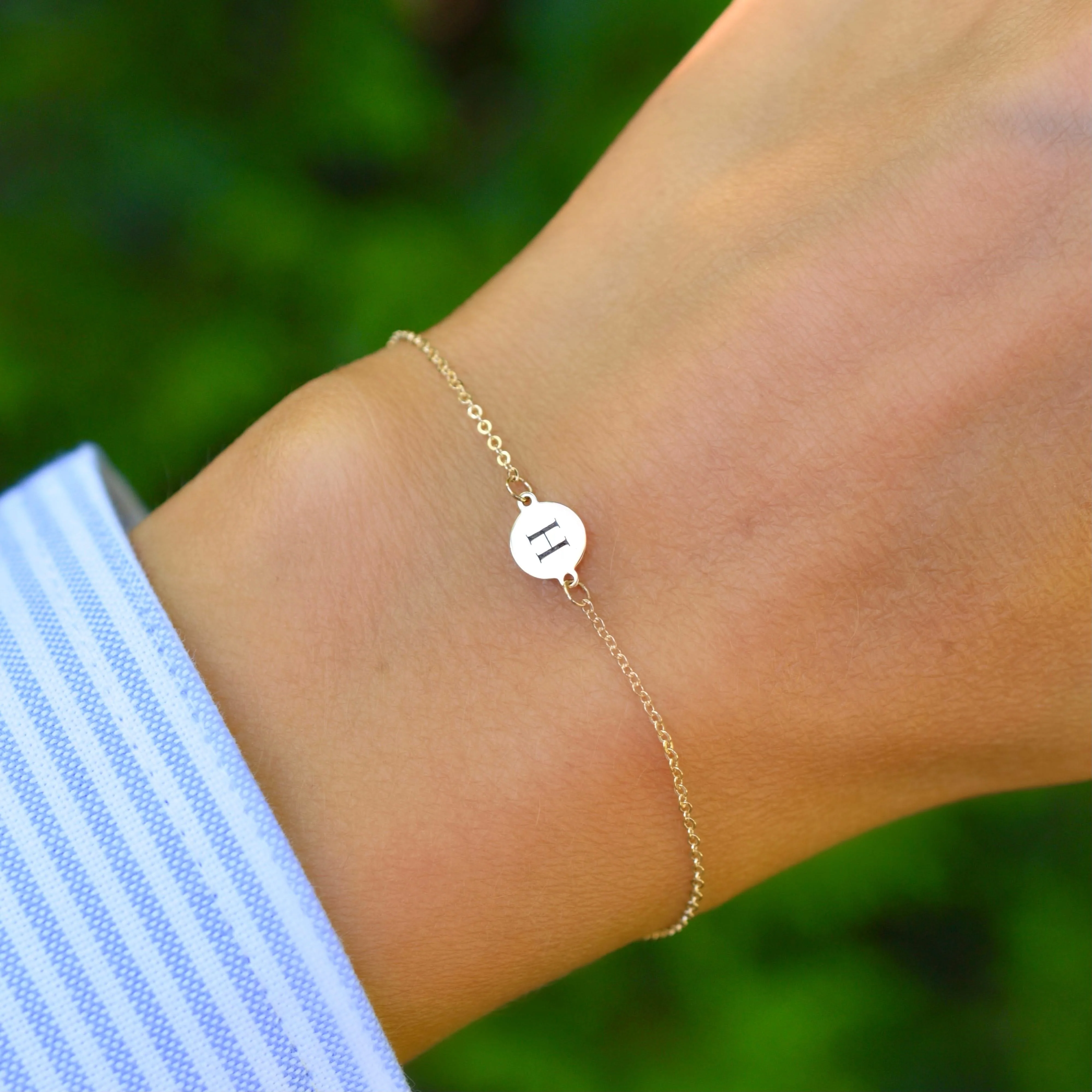 Letter H Bracelet in 14k Gold - Image 3
