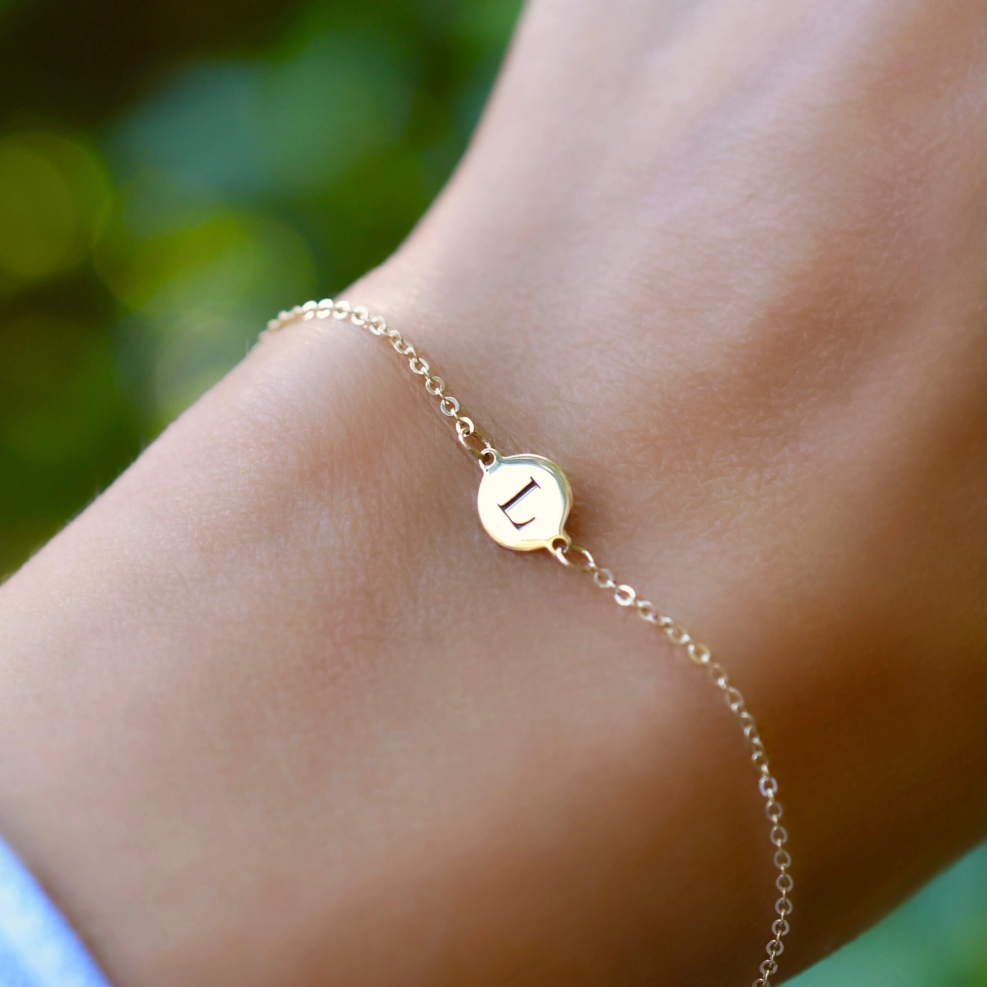 Letter L Bracelet in 14k Gold - Image 3