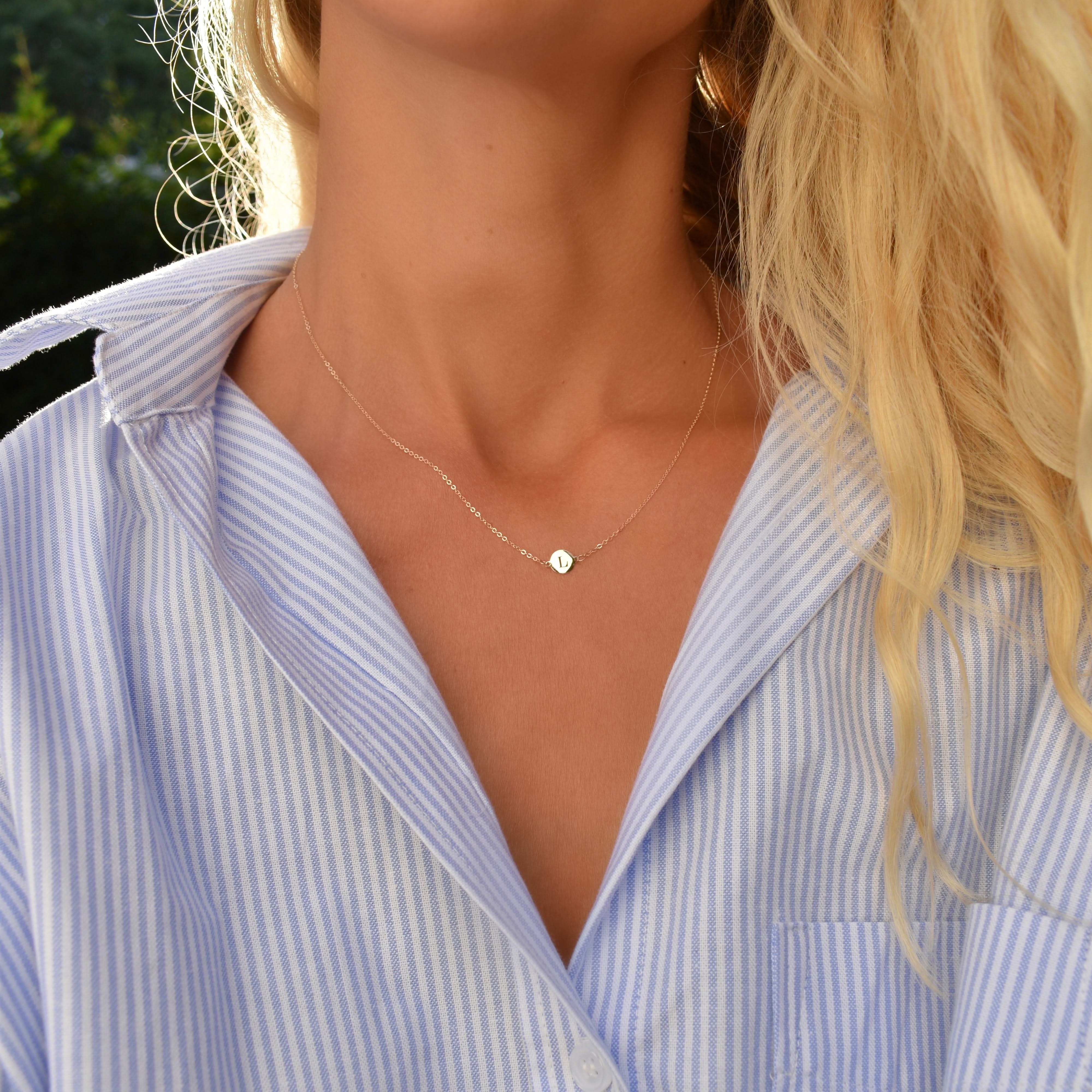 Letter L Necklace in 14k Gold - Image 2