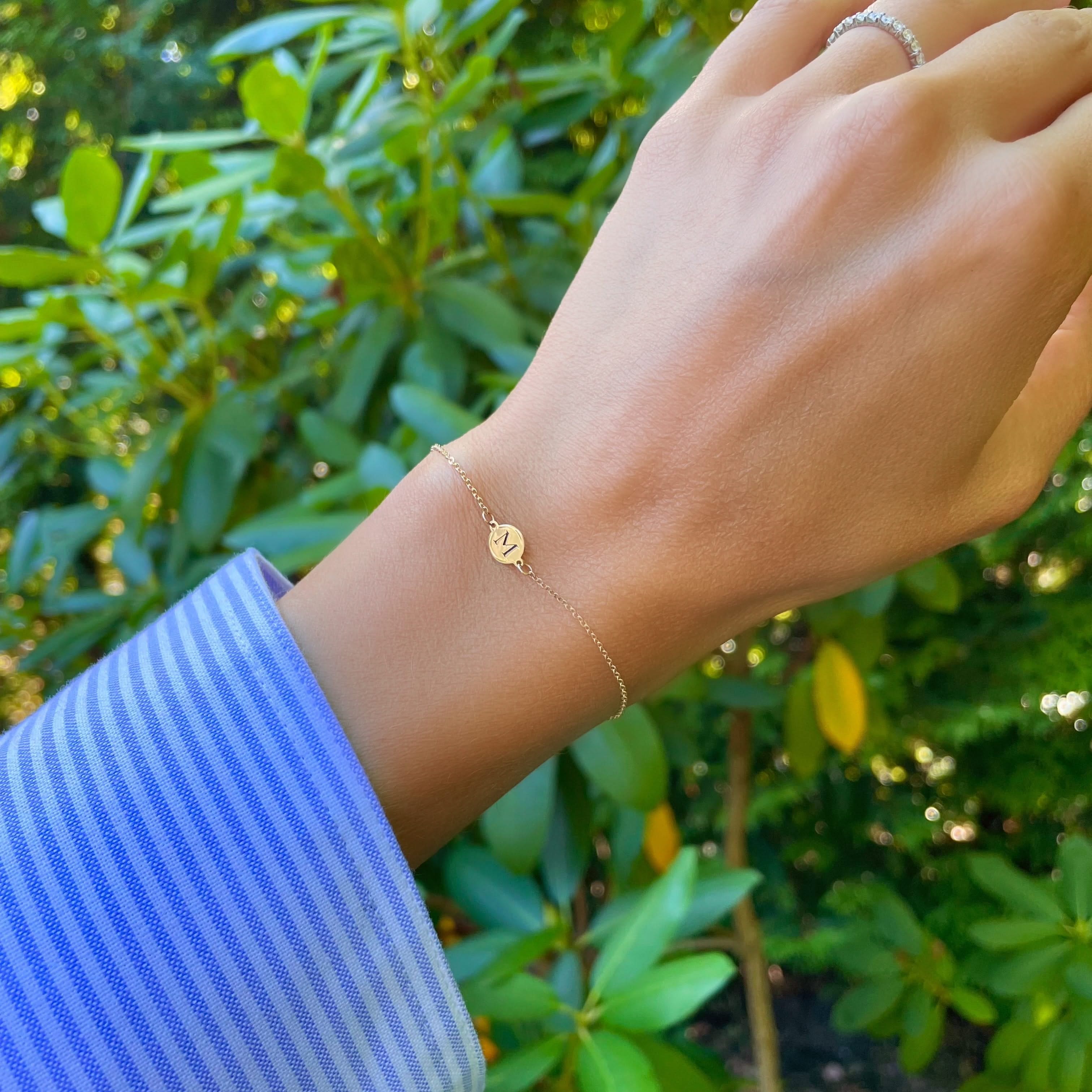Letter M Bracelet in 14k Gold - Image 2
