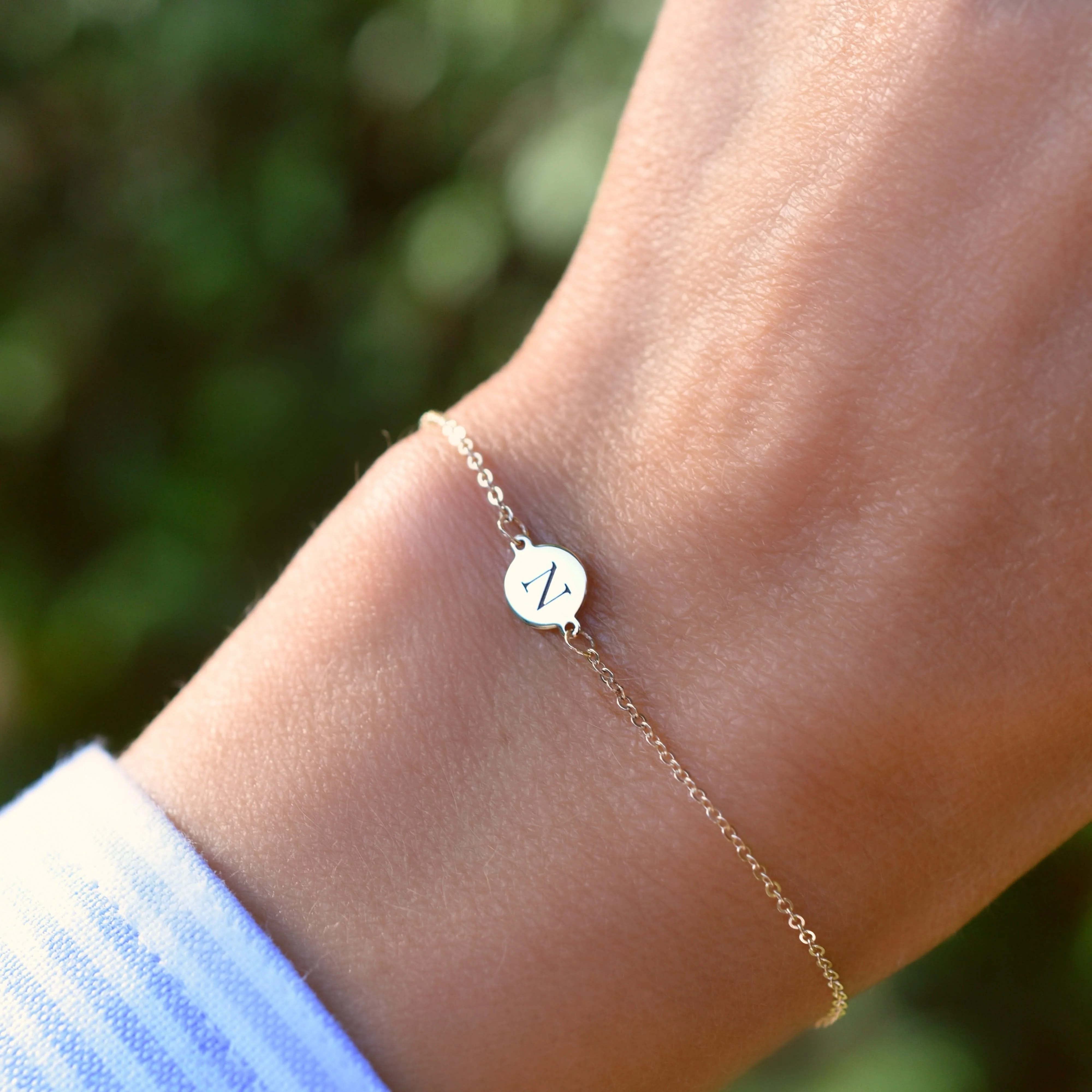Letter N Bracelet in 14k Gold - Image 3