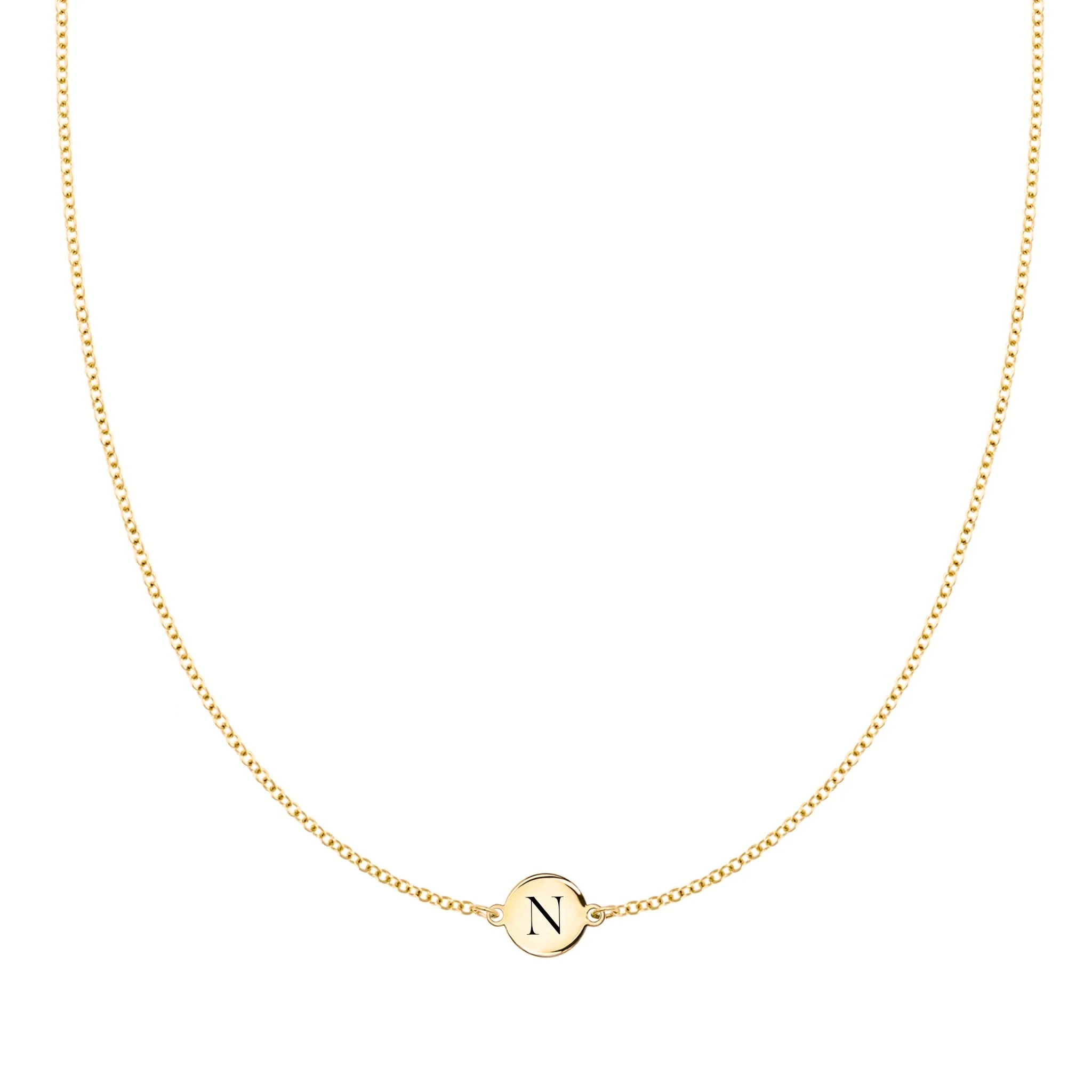 Letter N Necklace in 14k Gold