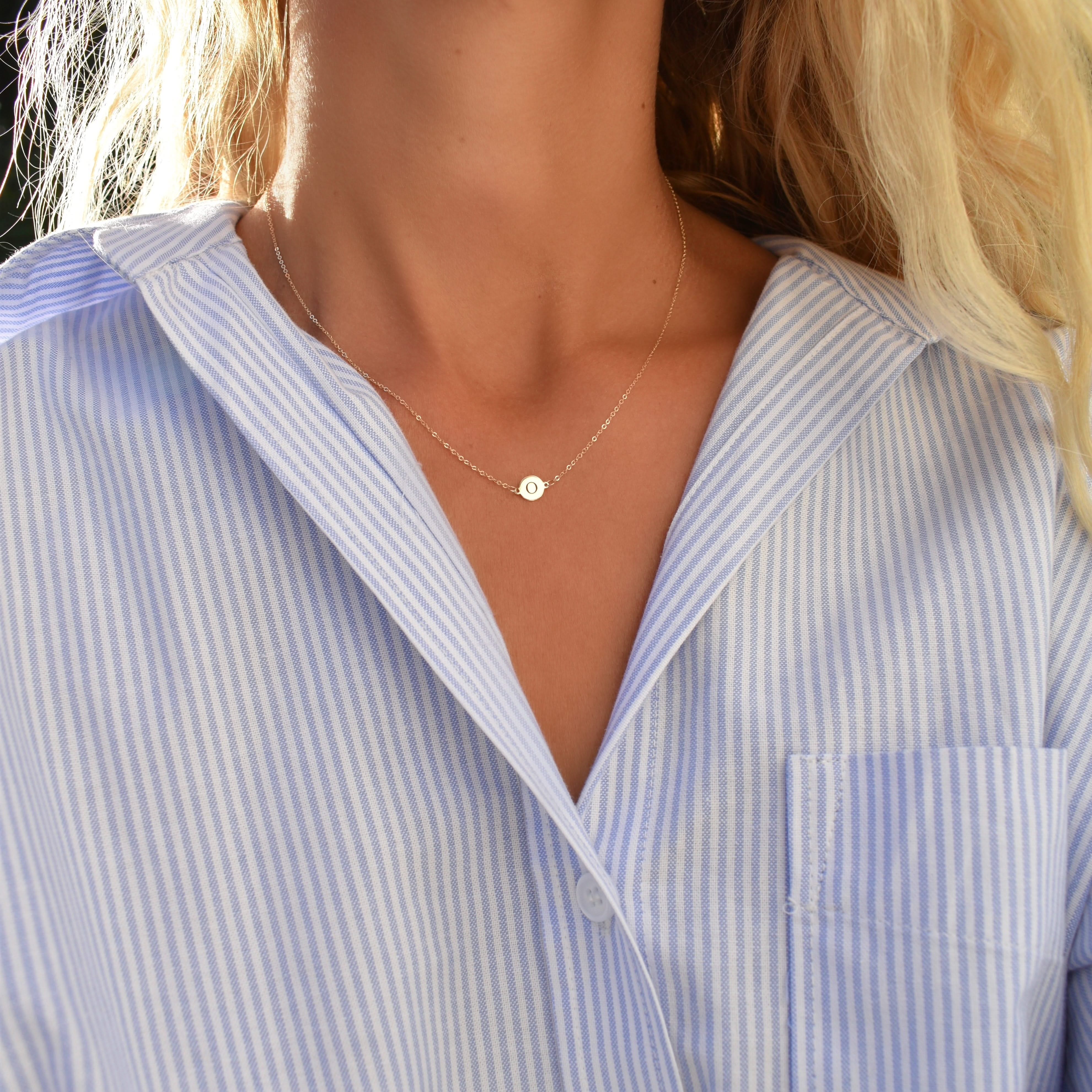 Letter O Necklace in 14k Gold - Image 2
