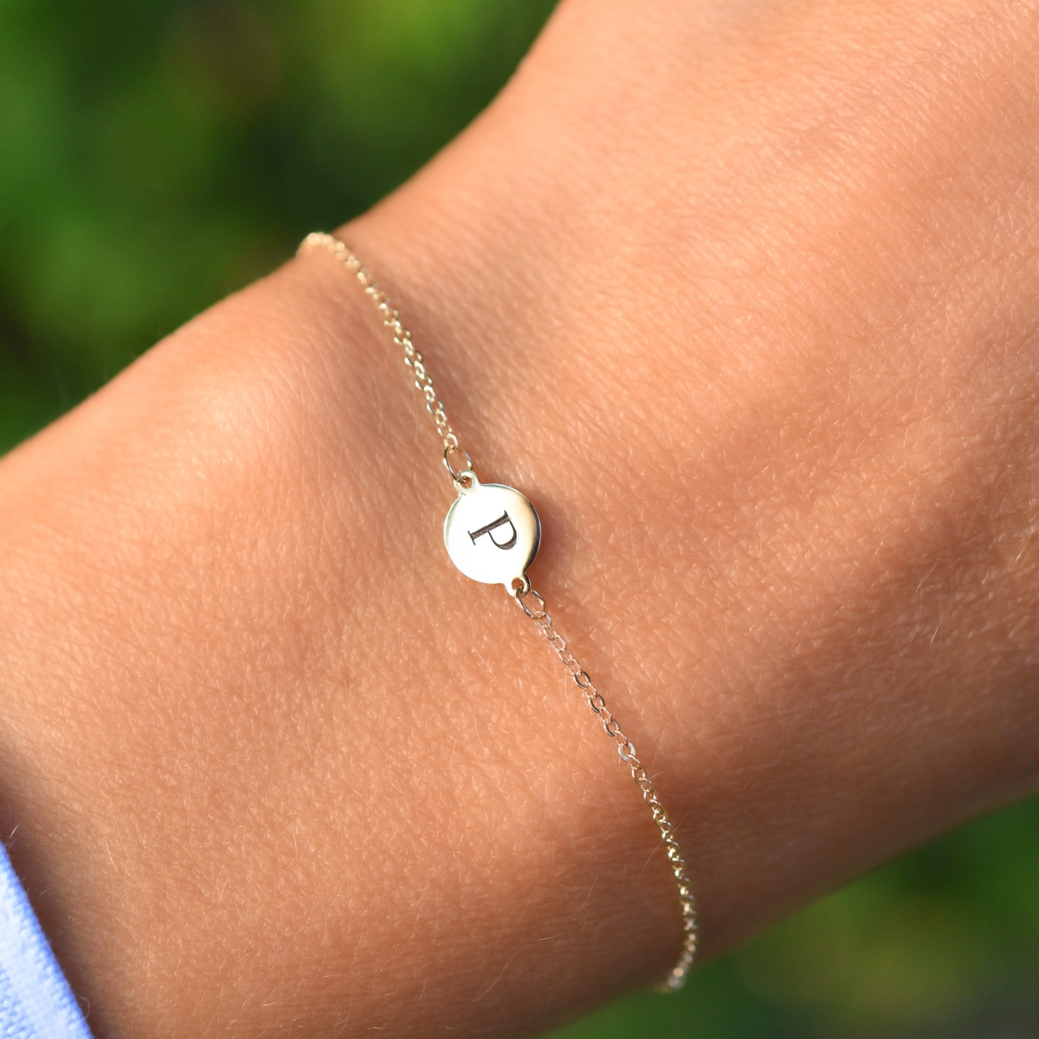 Letter P Bracelet in 14k Gold - Image 3