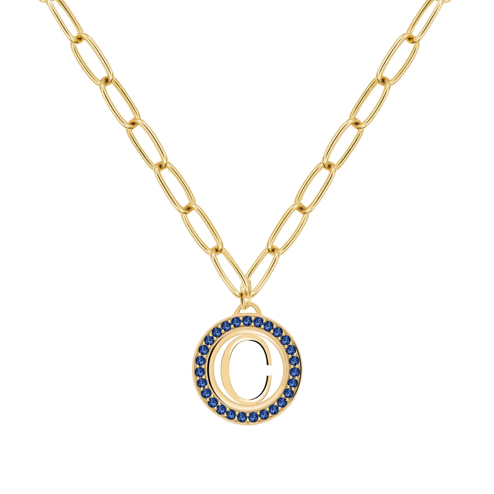 Letter & Sapphire Pendant in 14k Gold (September) - Image 9