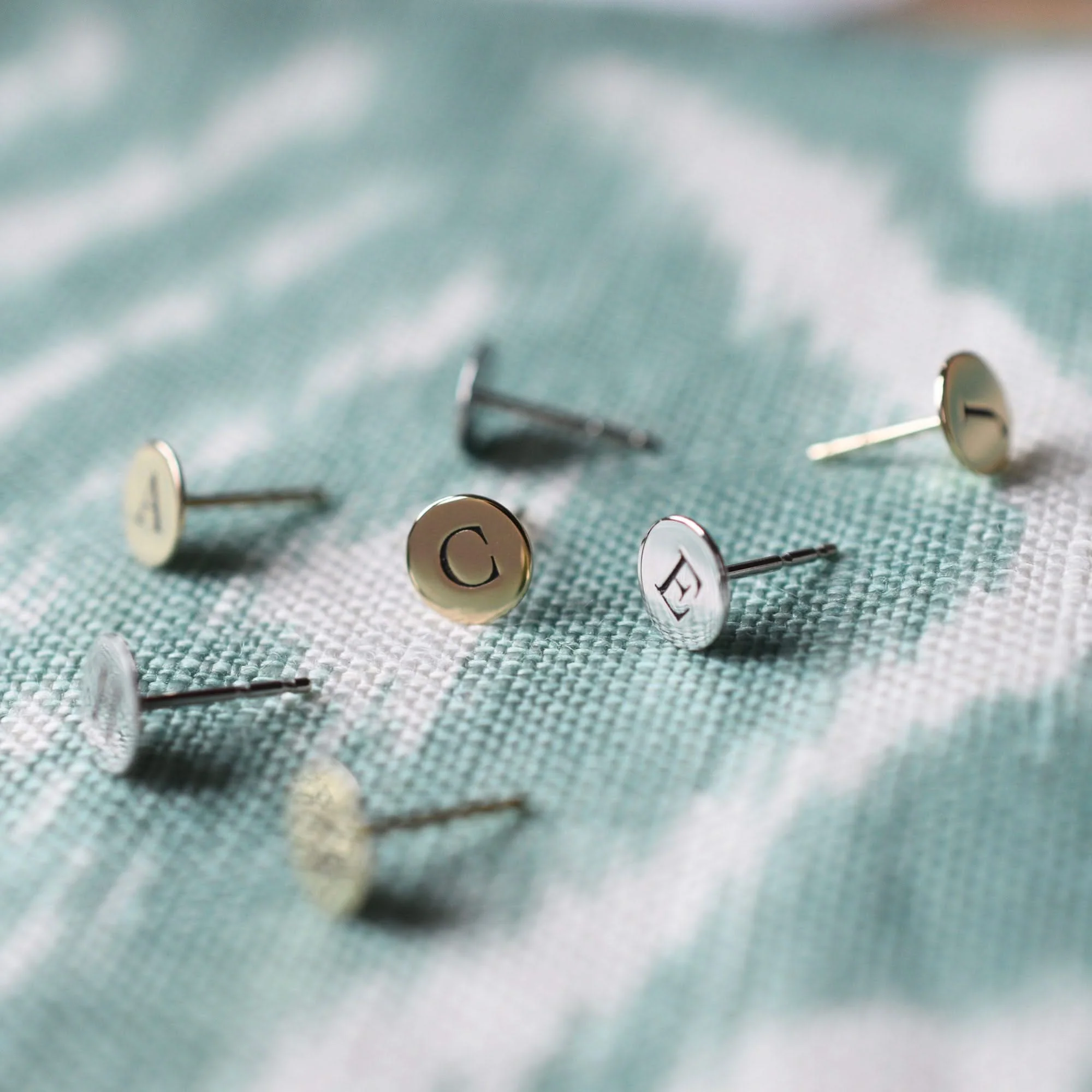 Letter Stud Earrings in 14k Gold - Image 3