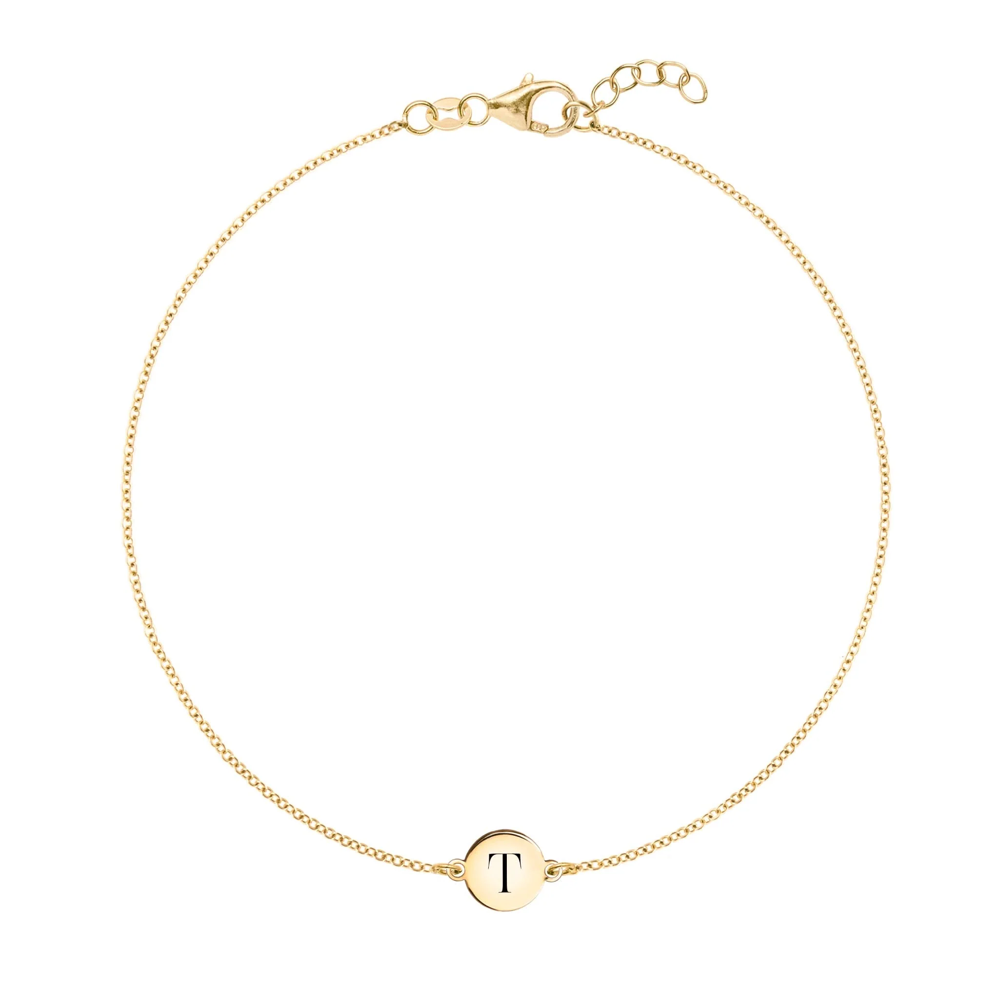 Letter T Bracelet in 14k Gold