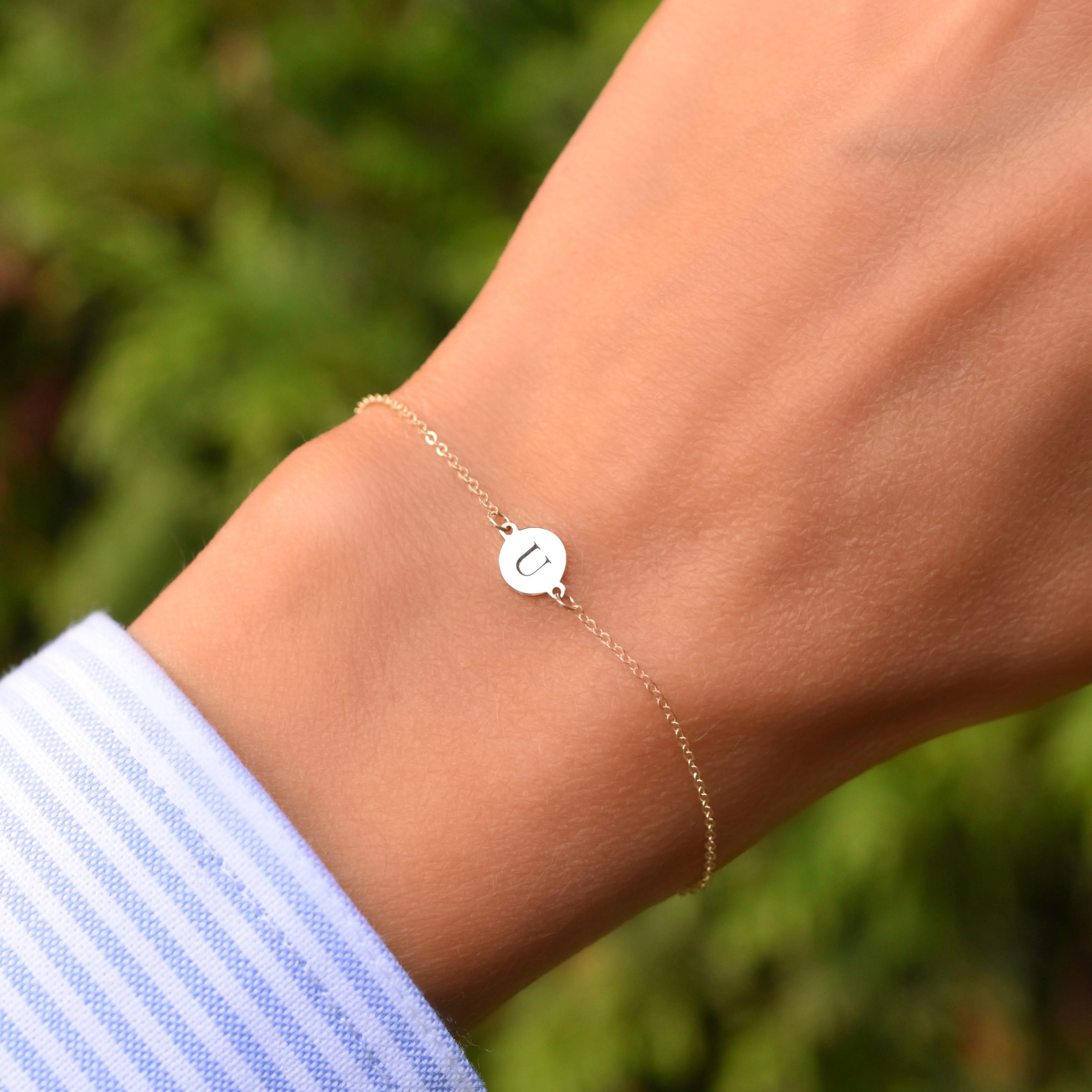 Letter U Bracelet in 14k Gold - Image 2