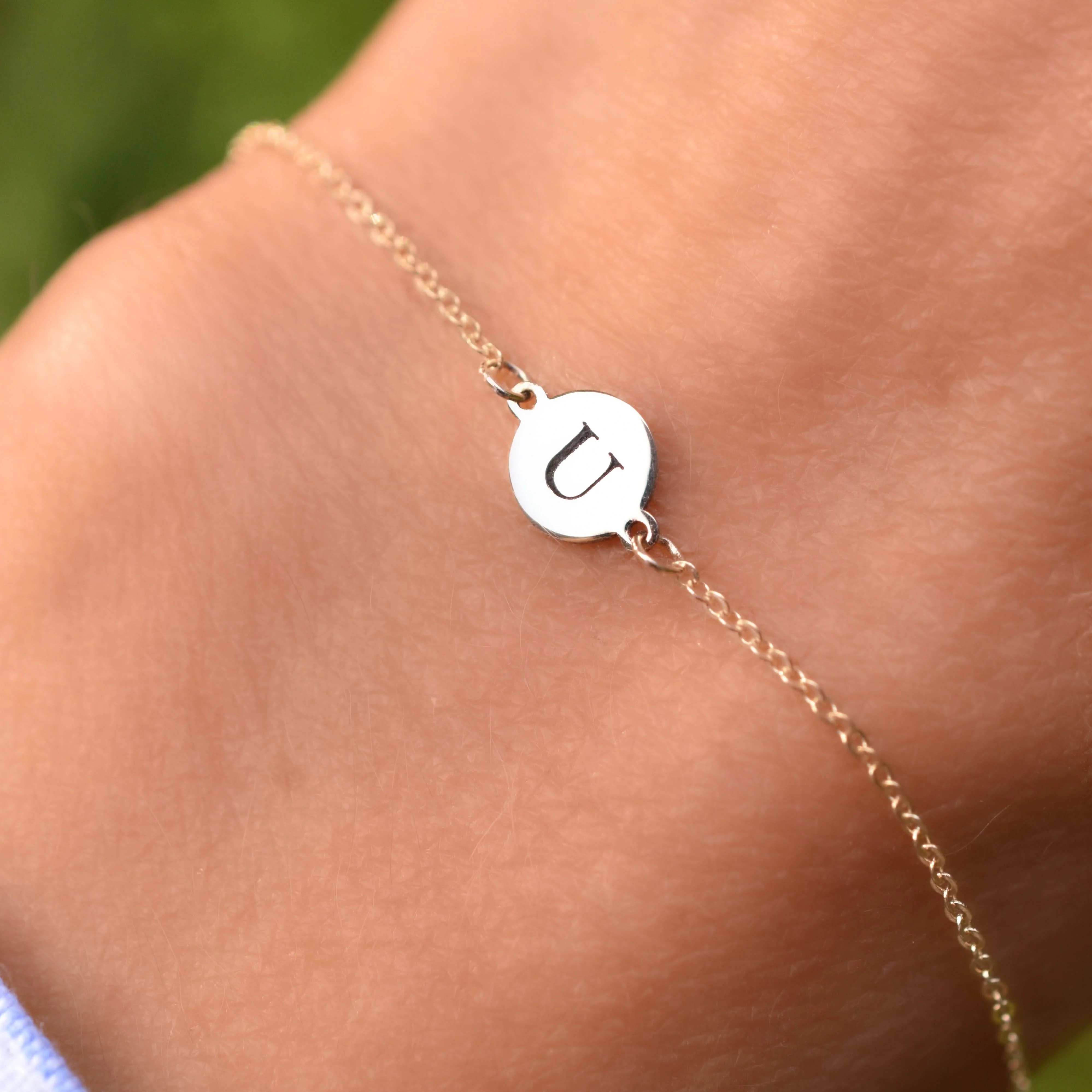 Letter U Bracelet in 14k Gold - Image 3