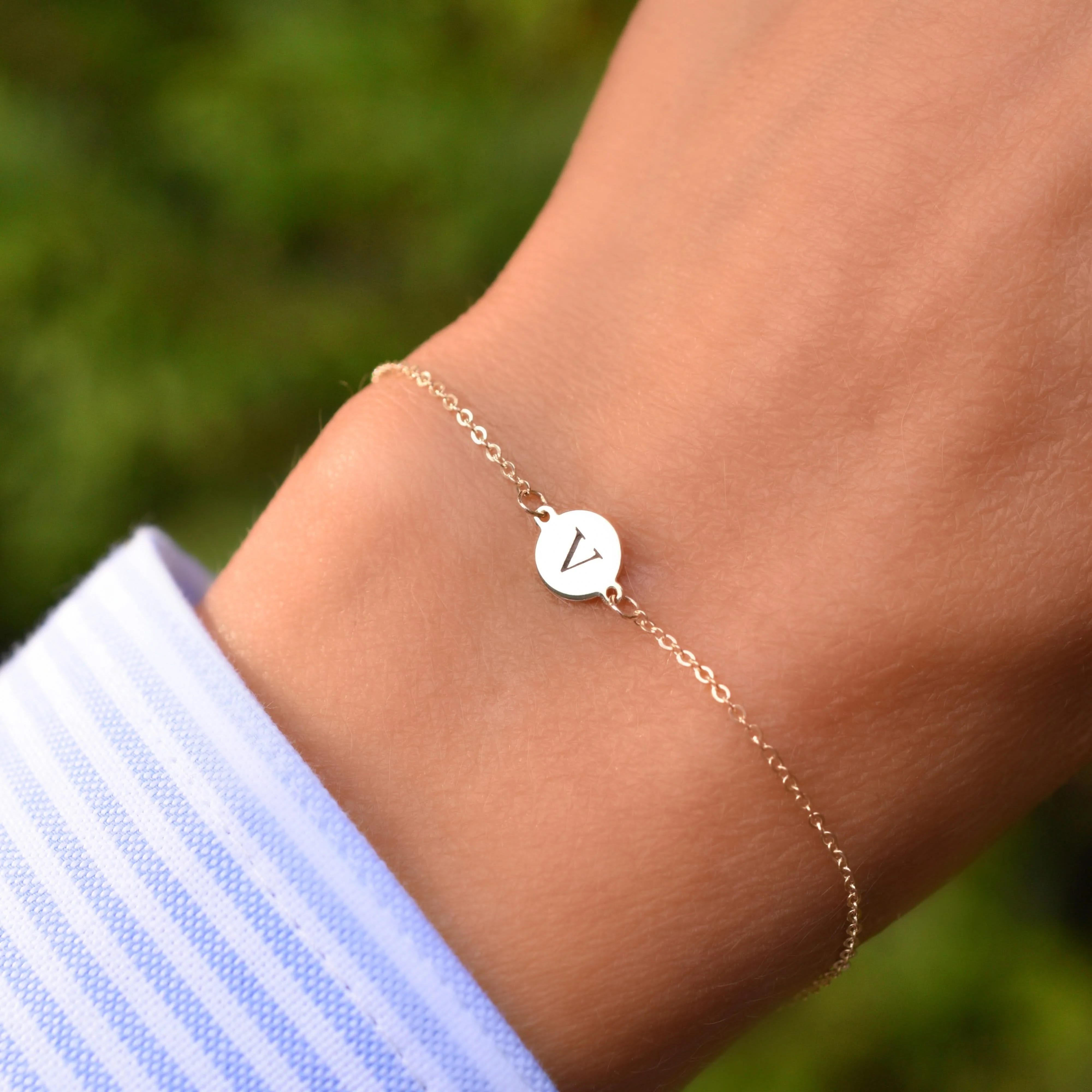 Letter V Bracelet in 14k Gold - Image 3