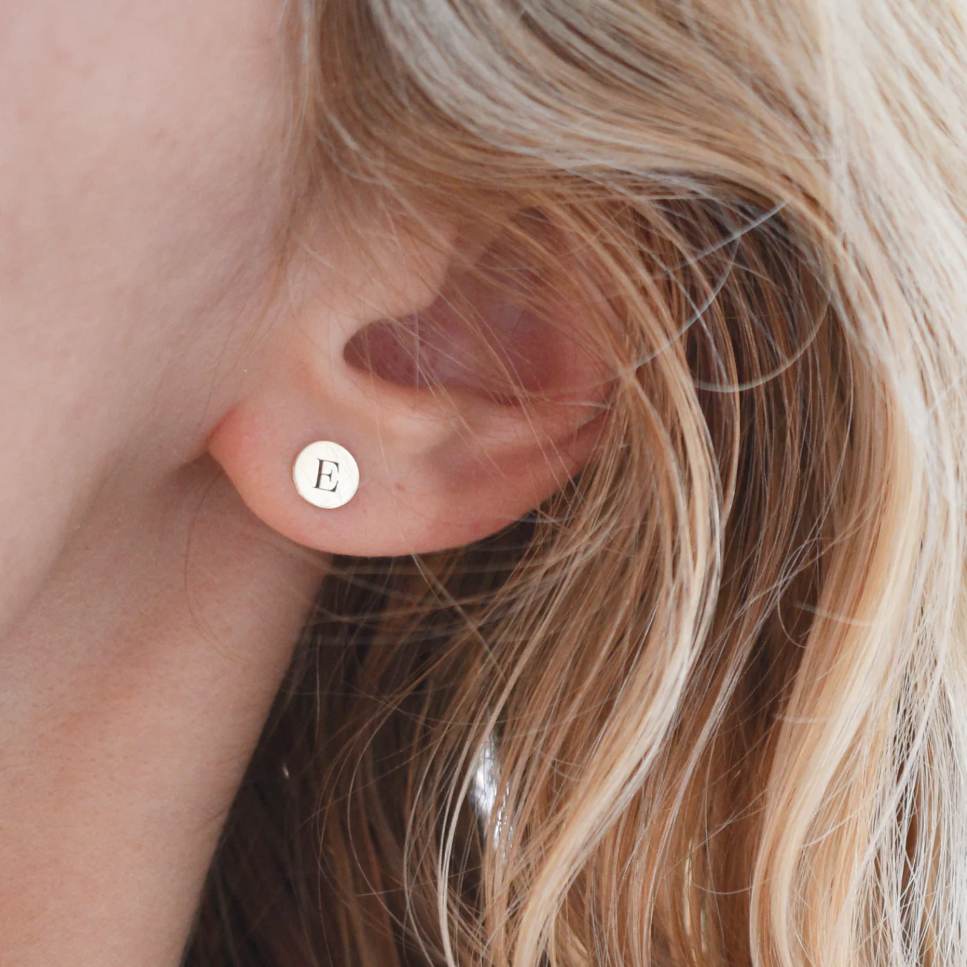 Letter V Stud Earrings in 14k Gold - Image 3