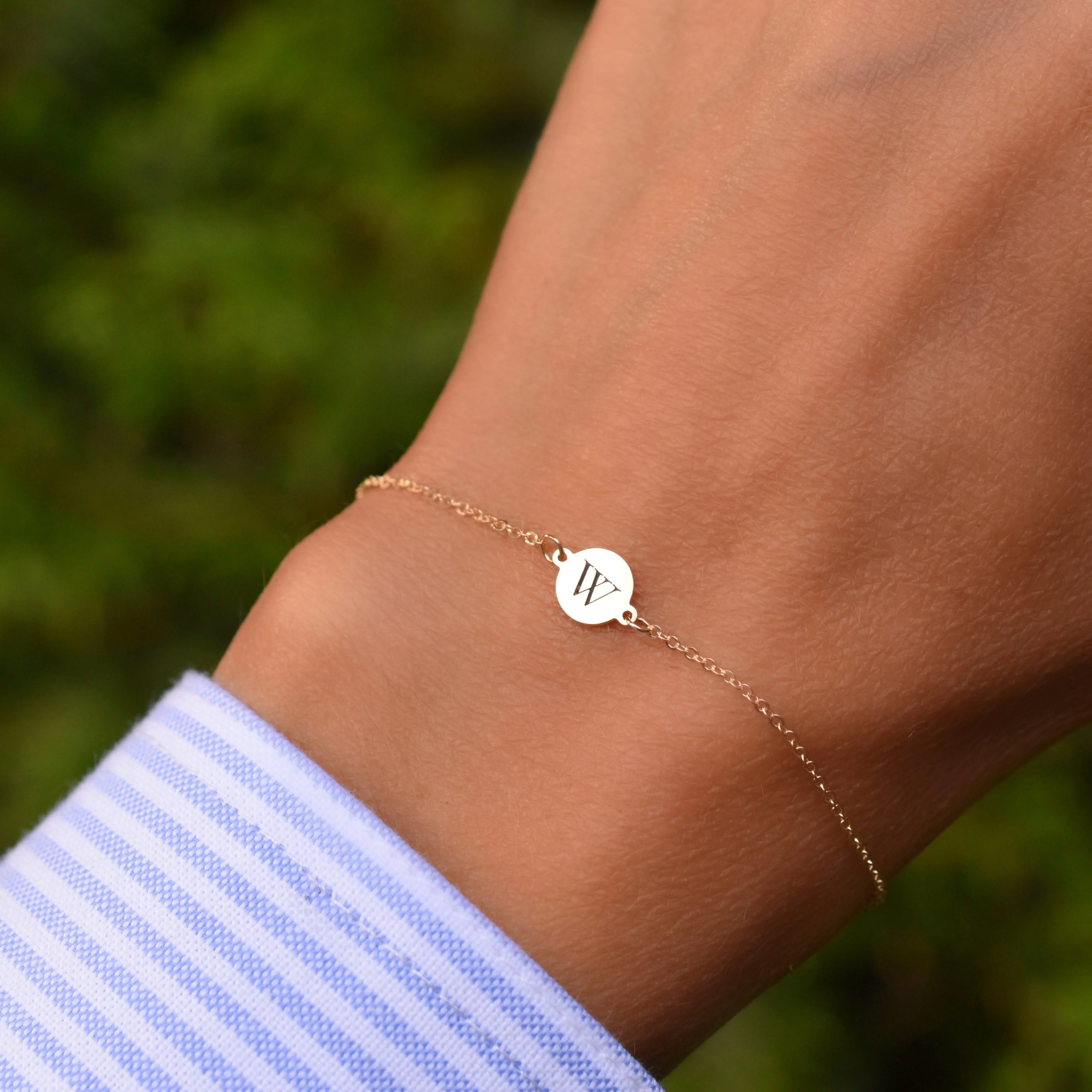 Letter W Bracelet in 14k Gold - Image 2