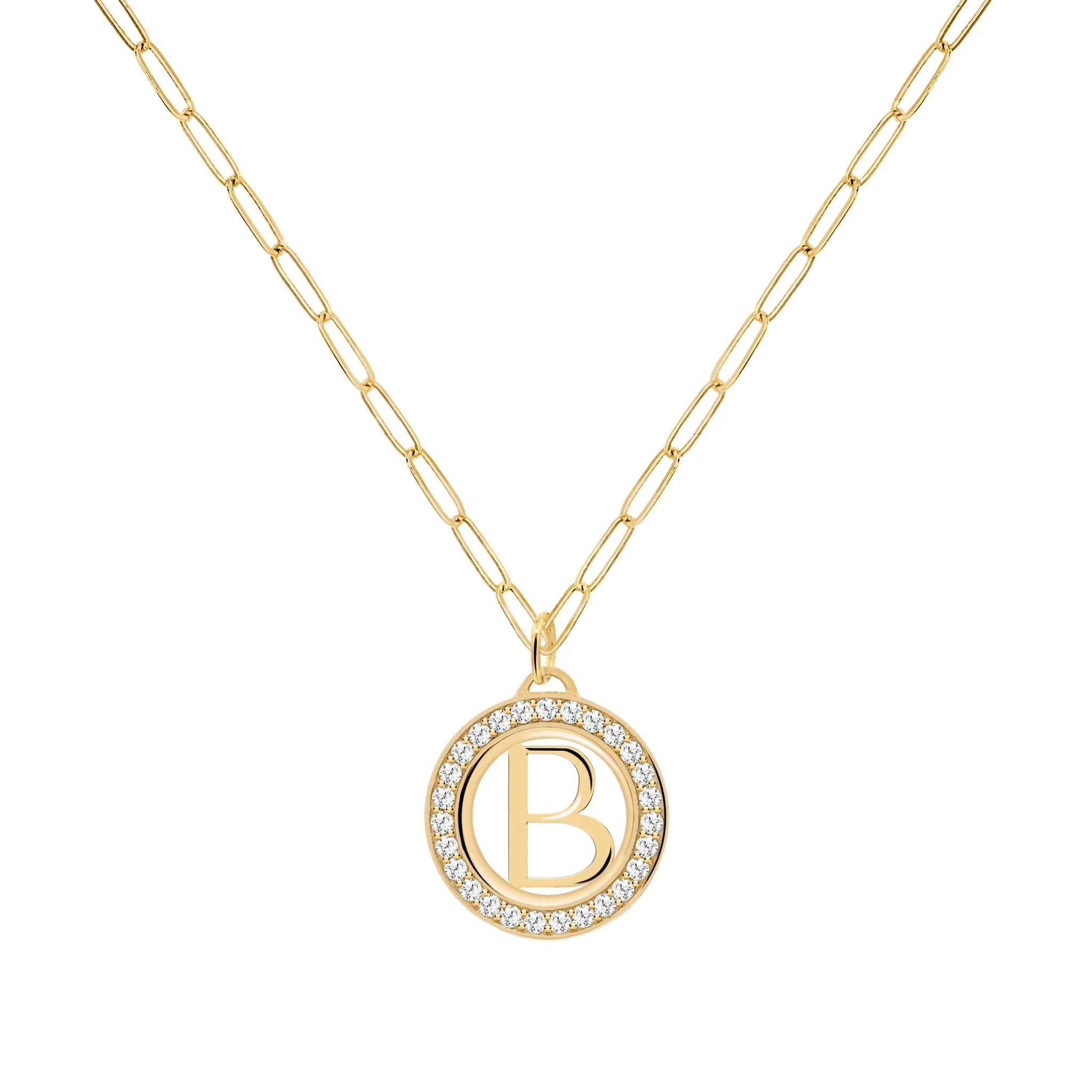 Letter & White Topaz Pendant in 14k Gold (April) - Image 5