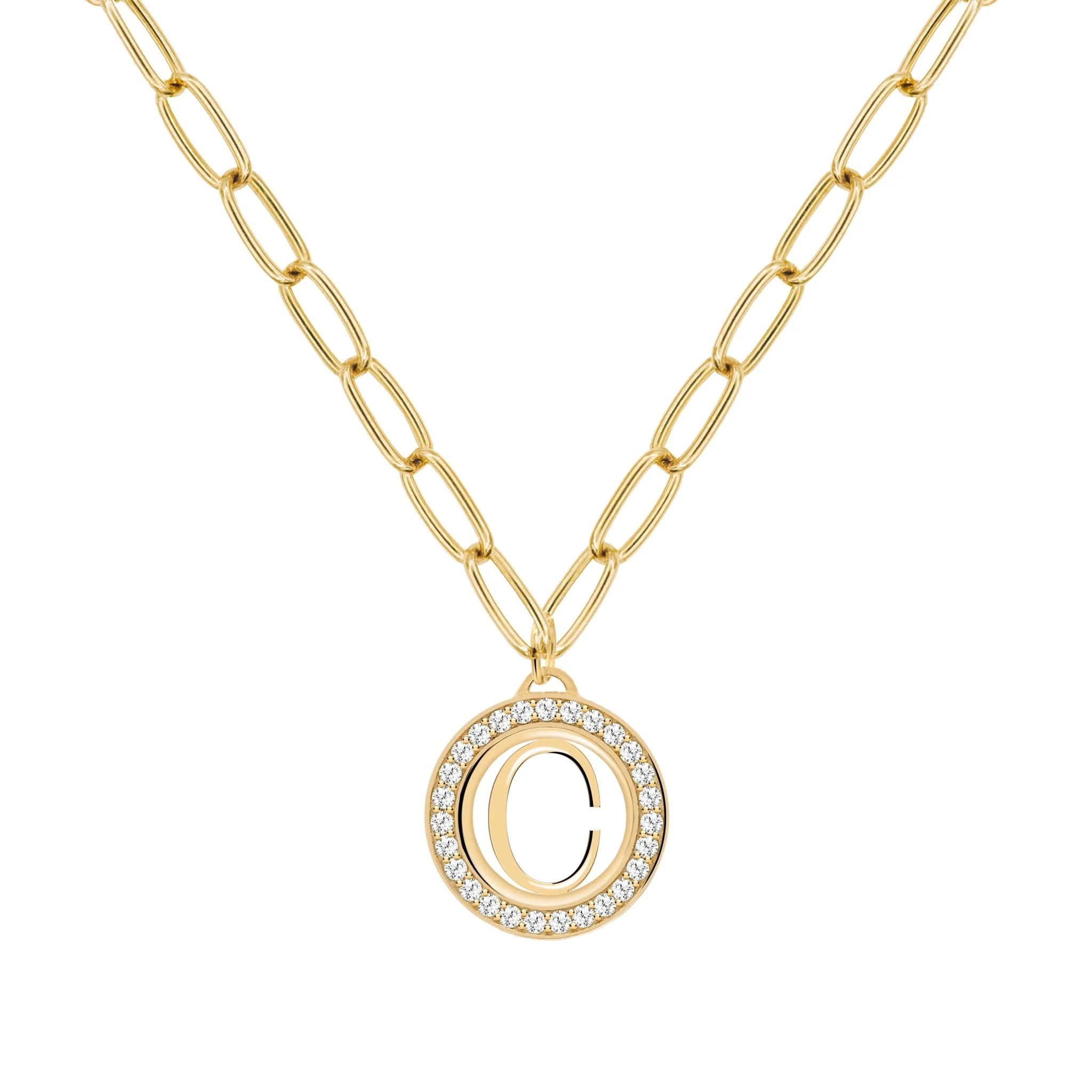 Letter & White Topaz Pendant in 14k Gold (April) - Image 7
