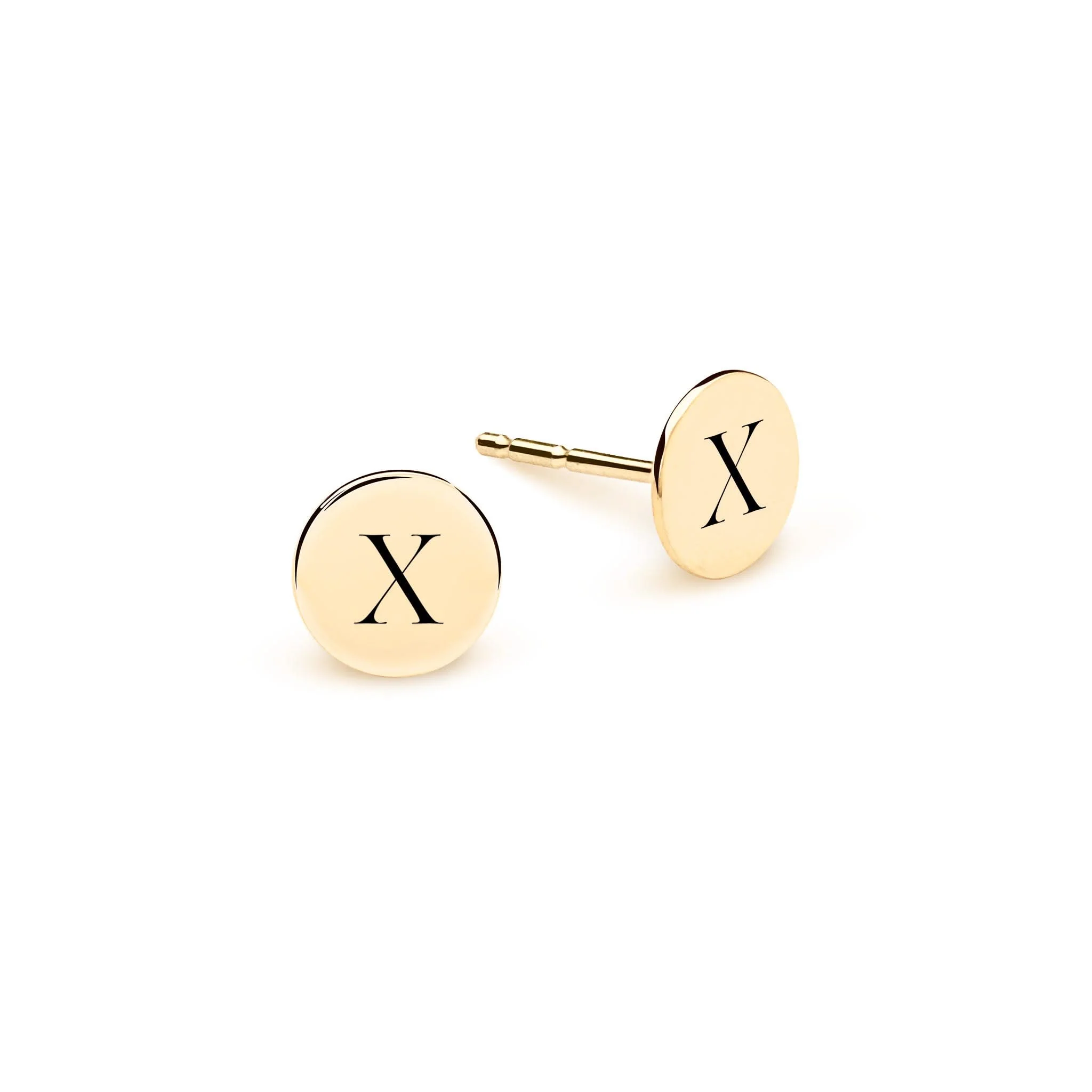 Letter X Stud Earrings in 14k Gold