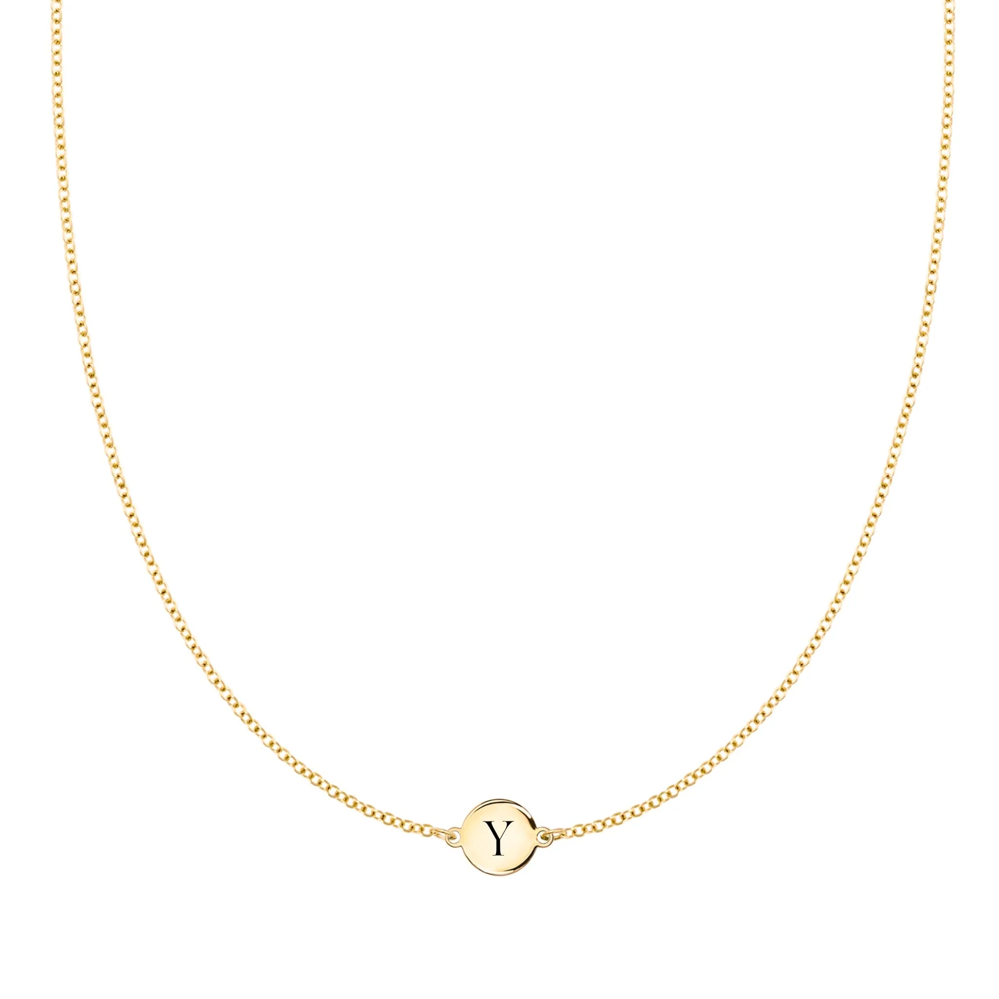 Letter Y Necklace in 14k Gold