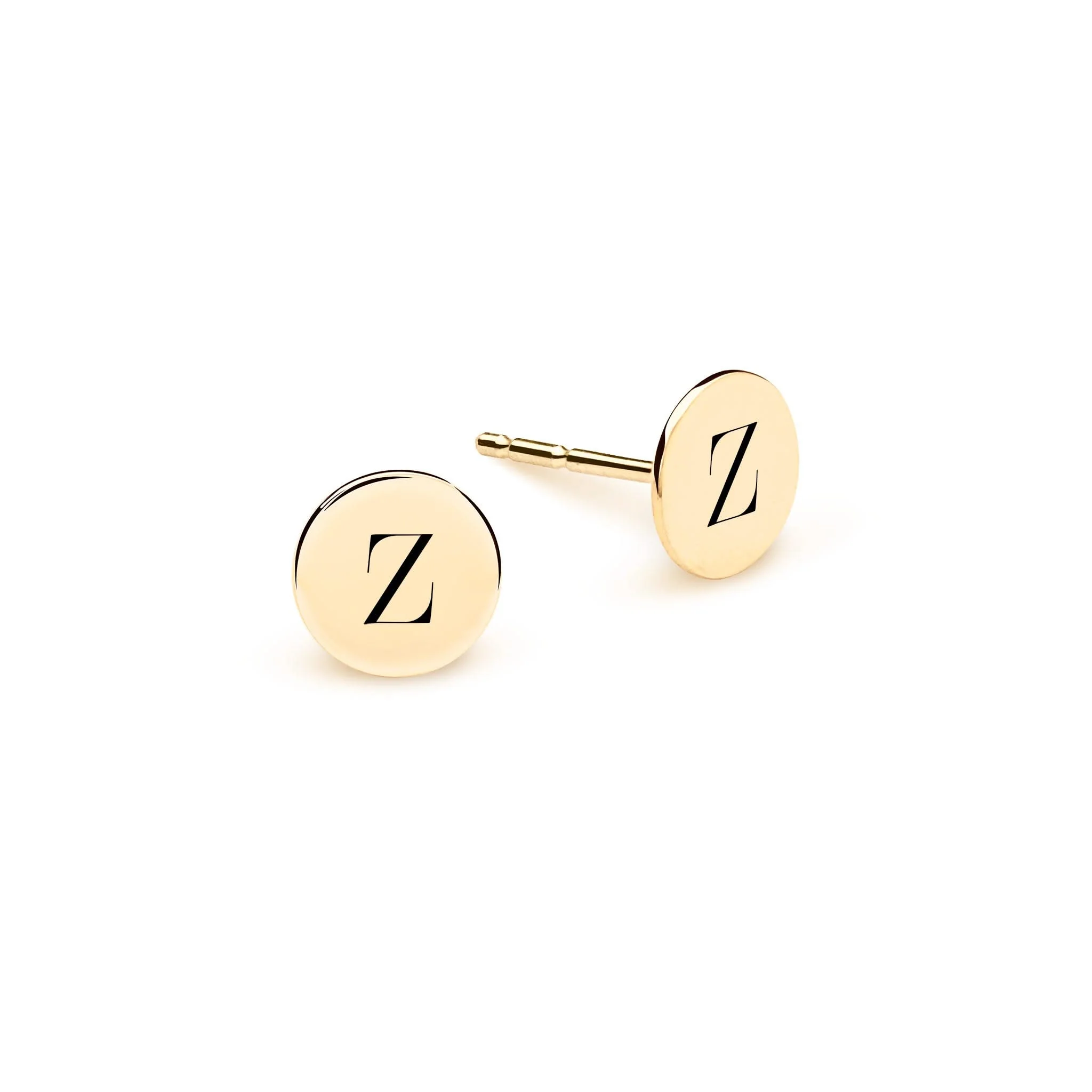 Letter Z Stud Earrings in 14k Gold
