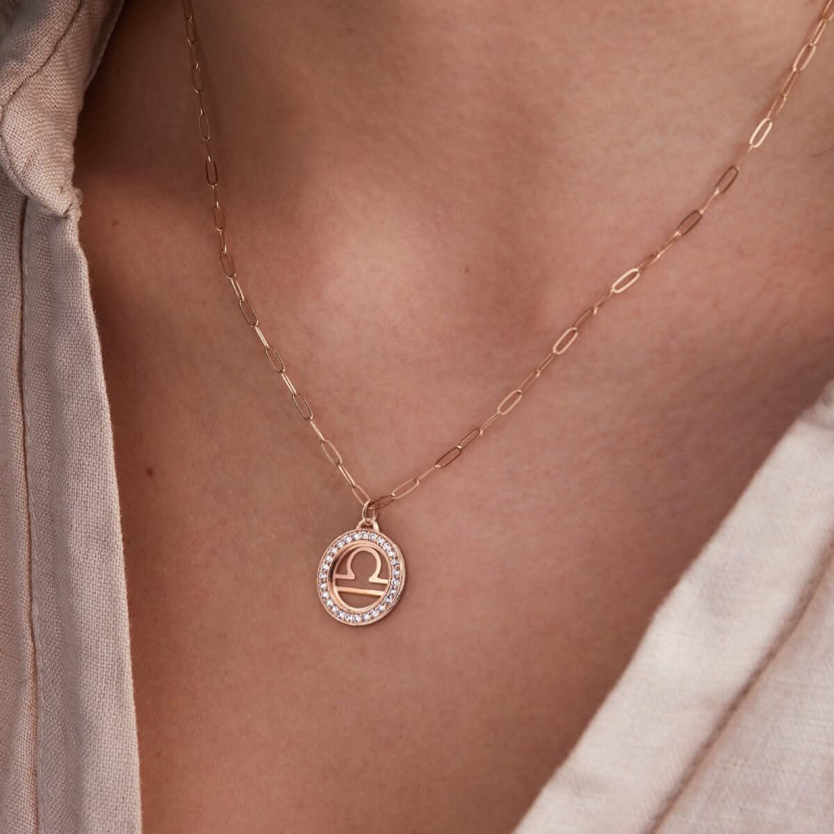 Libra & Birthstone Pendant in 14k Gold - Image 6