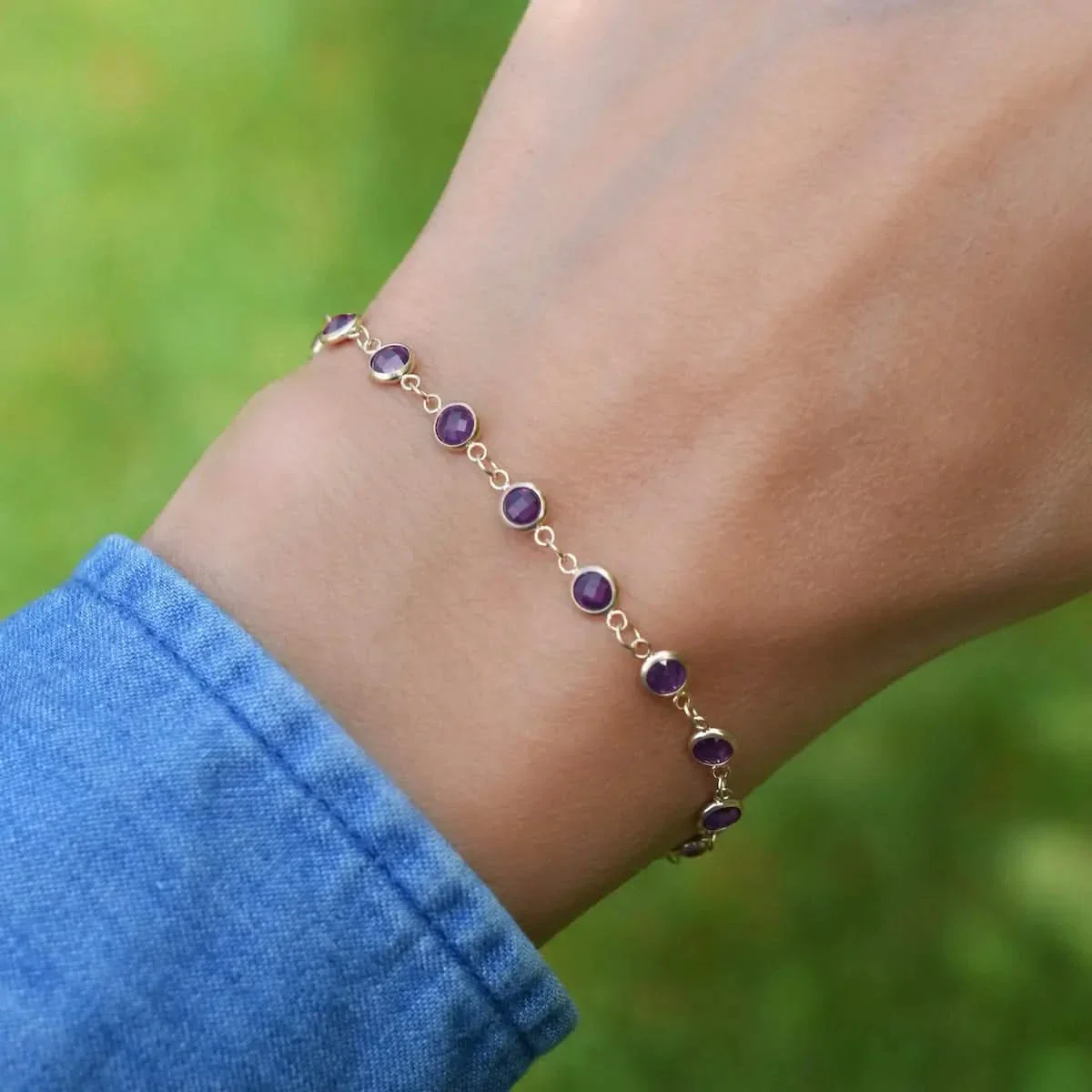 Newport Amethyst Bracelet in 14k Gold (February) - Image 10