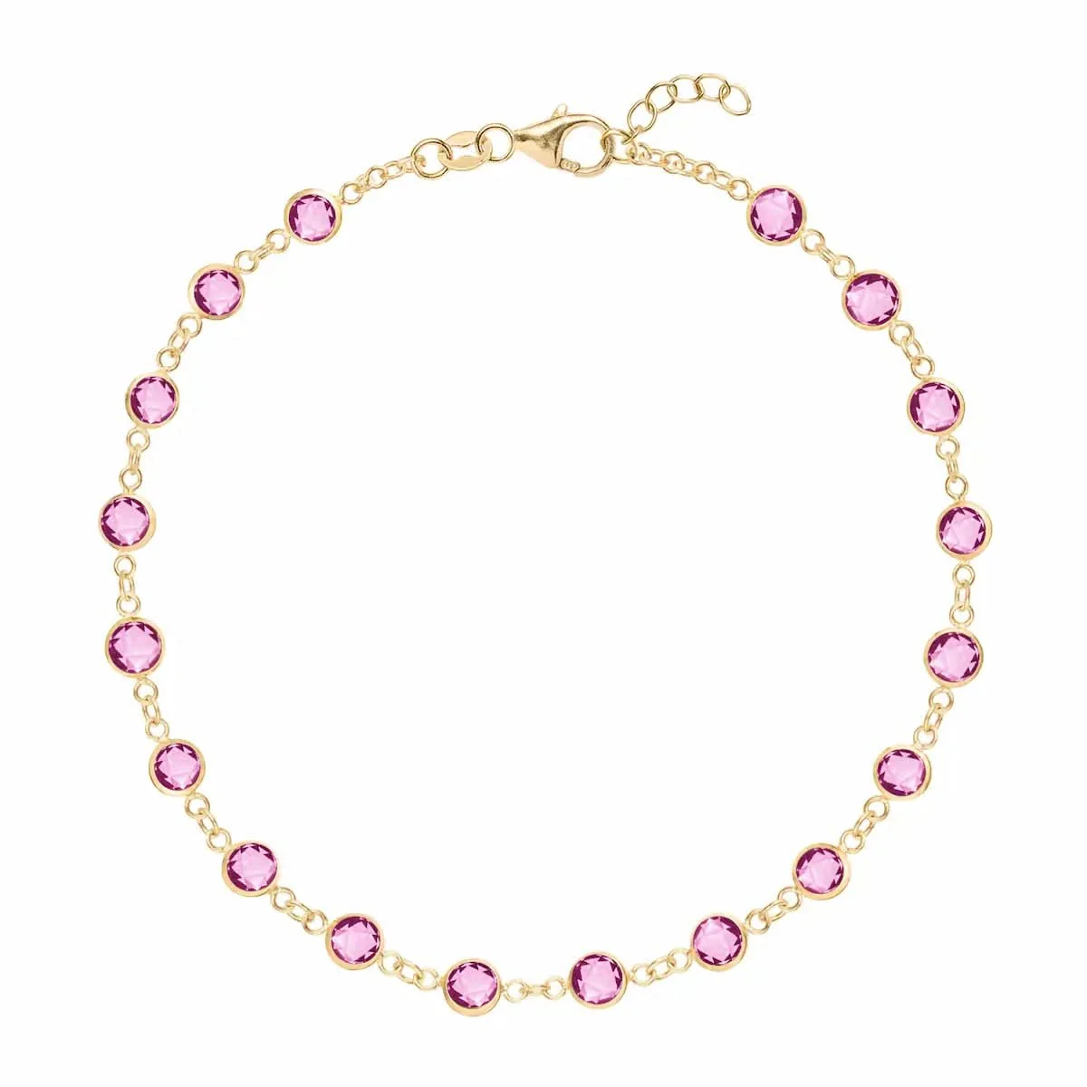 Newport Pink Sapphire Bracelet in 14k Gold (October)