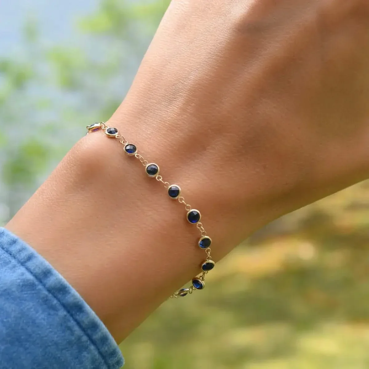 Newport Sapphire Bracelet in 14k Gold (September) - Image 9