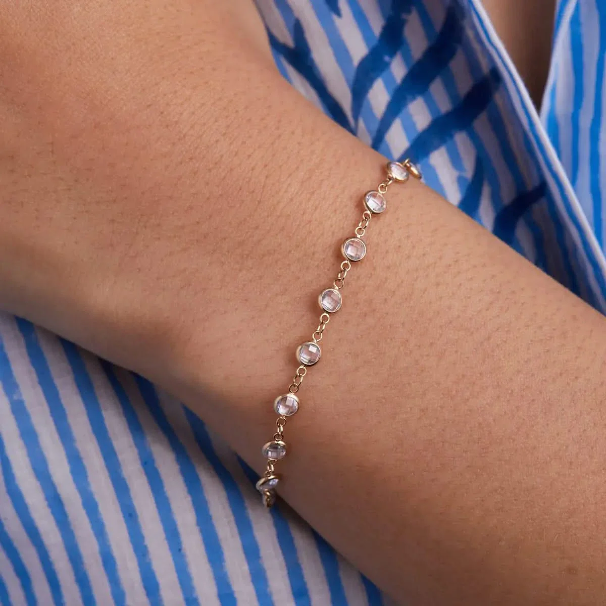 Newport White Topaz Bracelet in 14k Gold (April) - Image 3