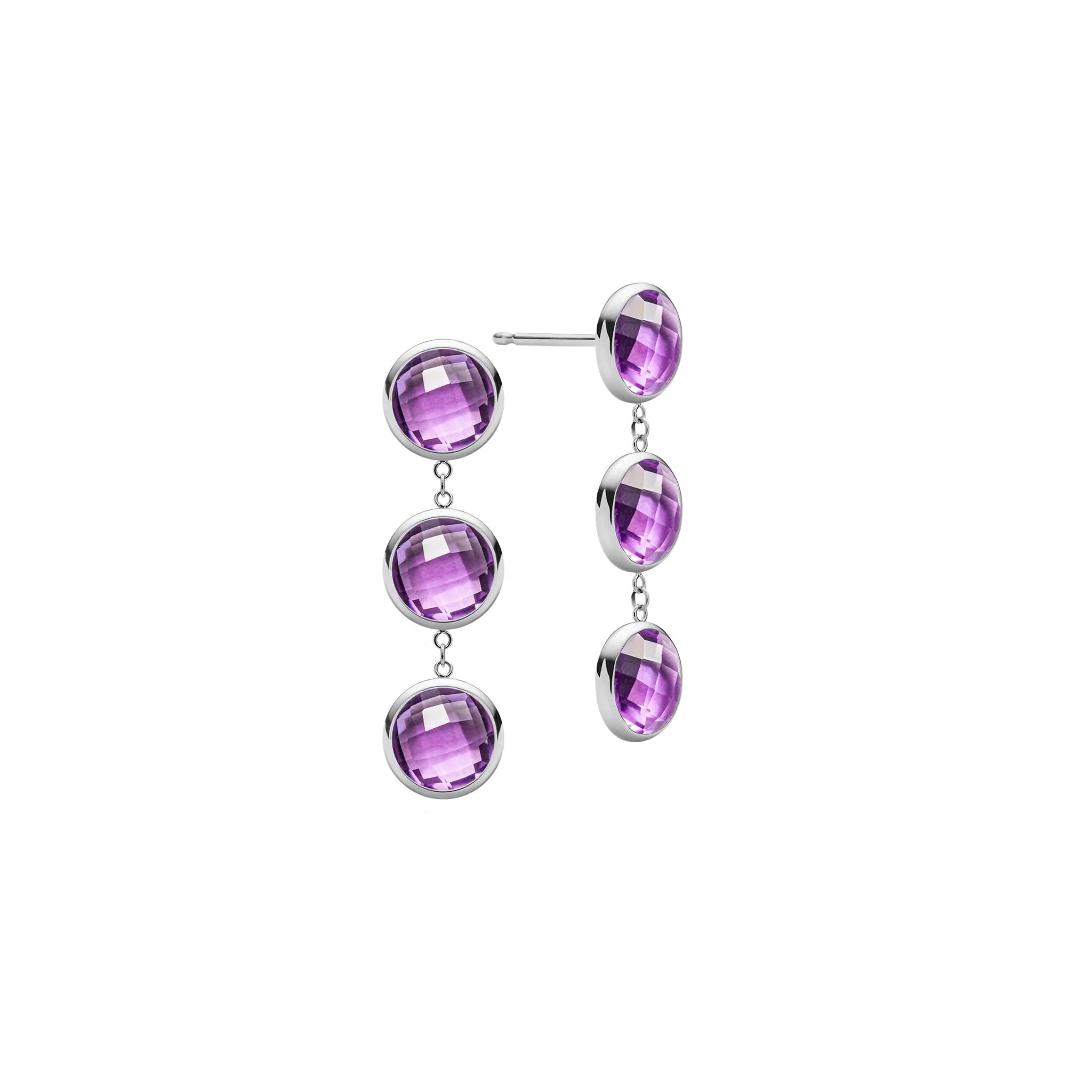 Newport Grand 3 Amethyst Earrings in 14k Gold (February) - Image 5
