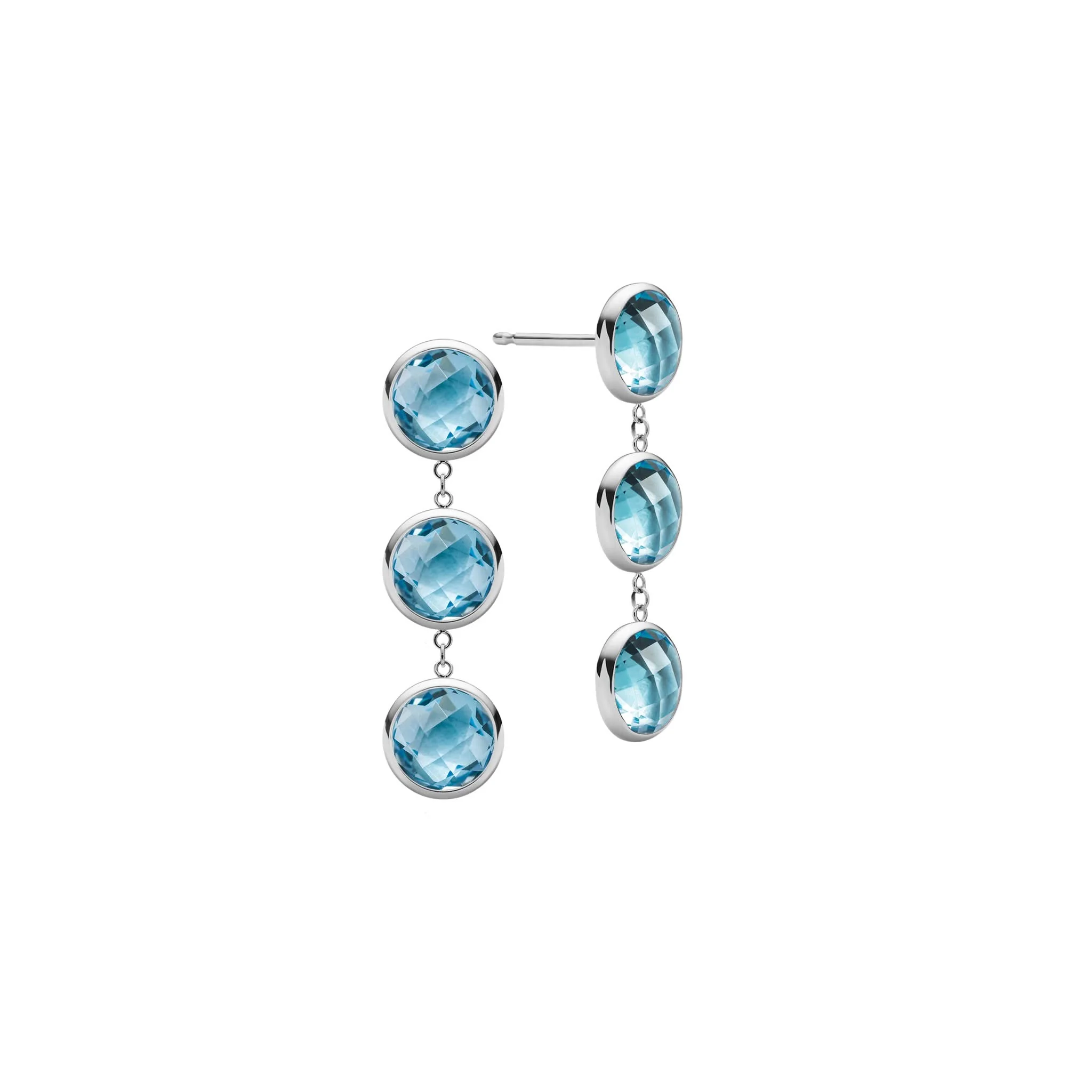 Newport Grand 3 Nantucket Blue Topaz Earrings in 14k Gold (December) - Image 5