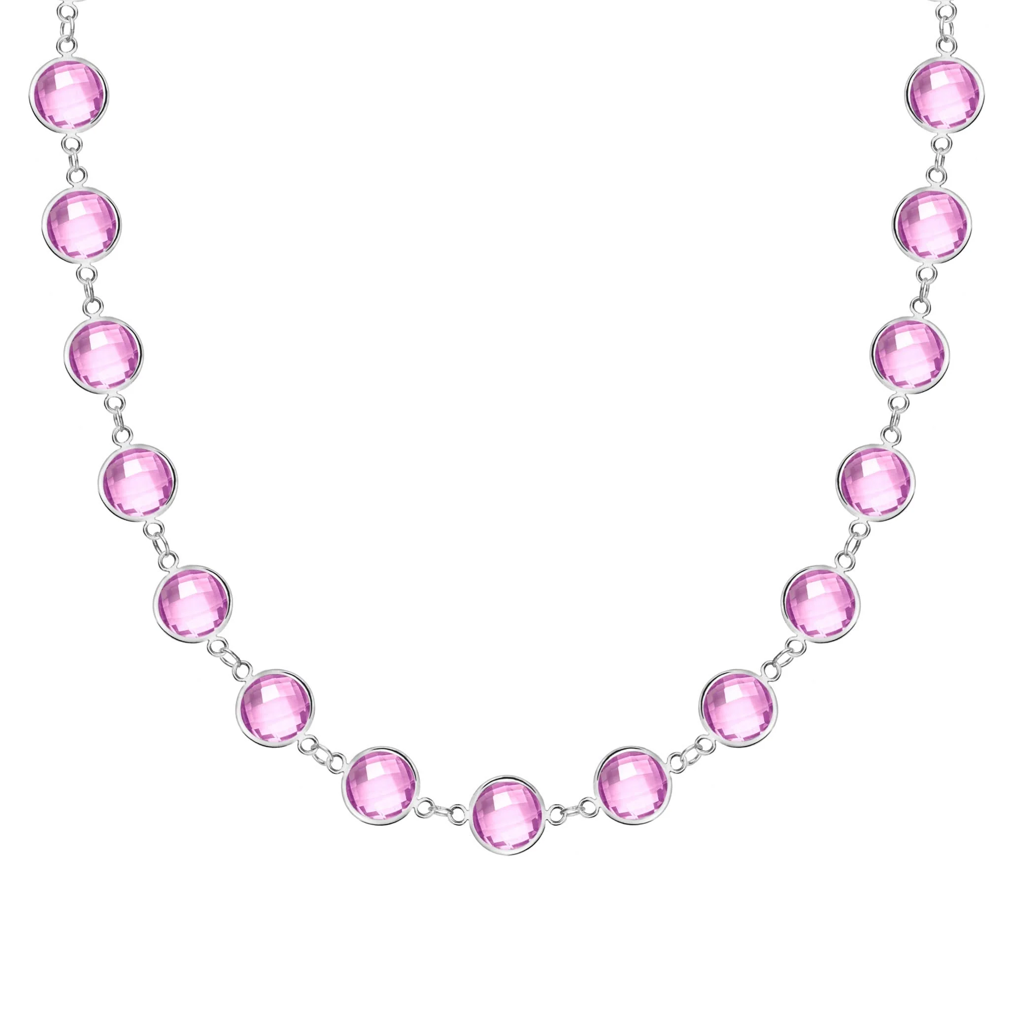 Newport Grand Pink Sapphire Necklace in 14k Gold (October) - Image 7