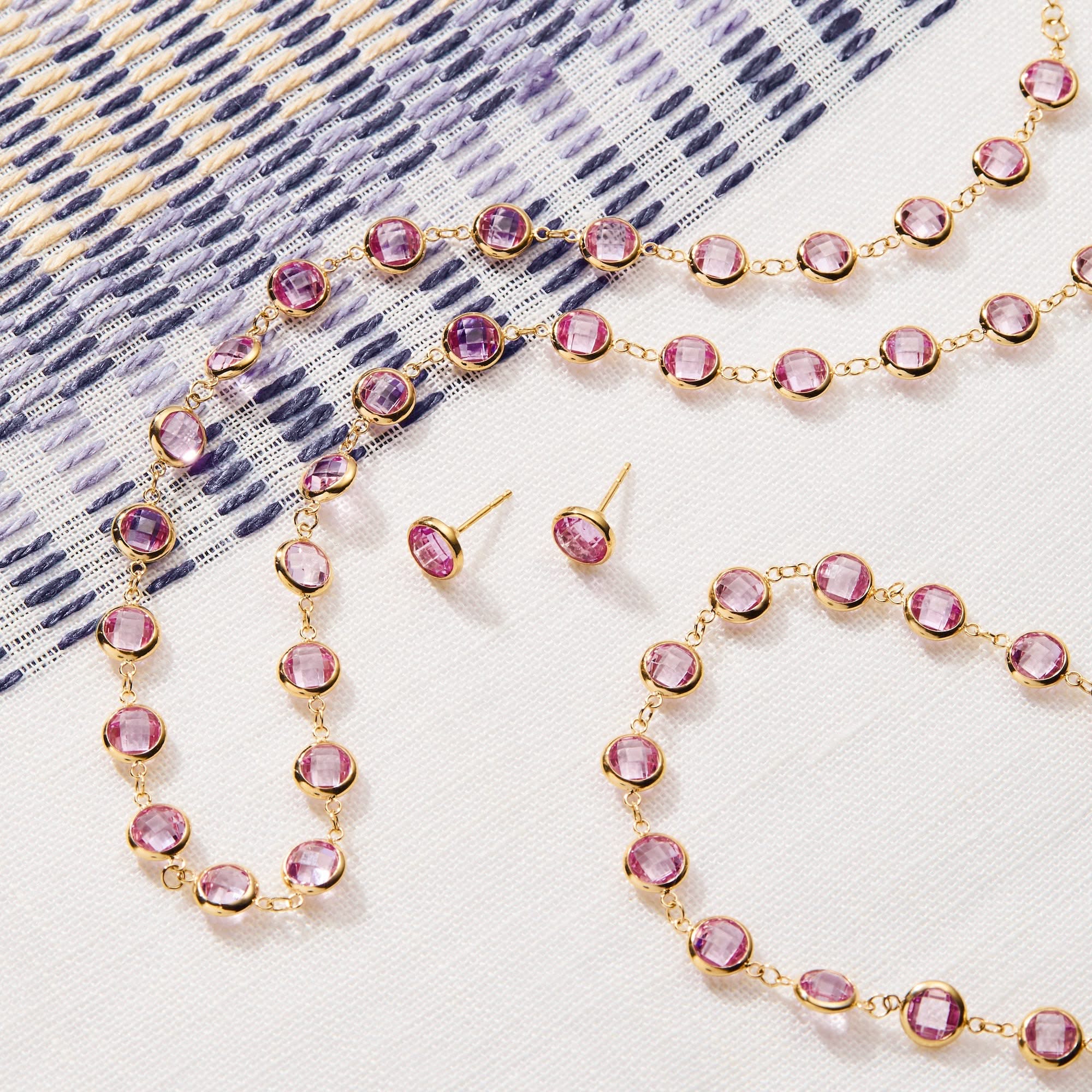 Newport Grand Pink Sapphire Necklace in 14k Gold (October) - Image 8