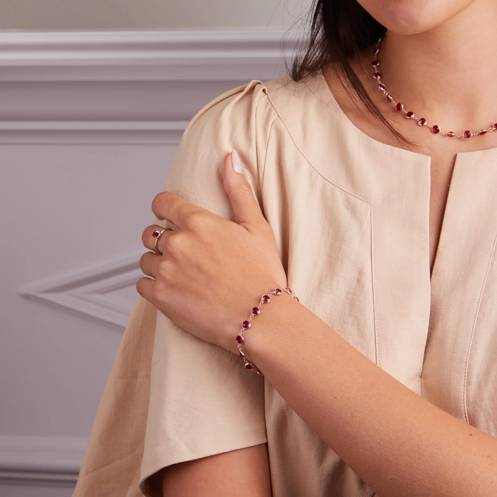 Newport Grand Ruby Bracelet in 14k Gold (July) - Image 2